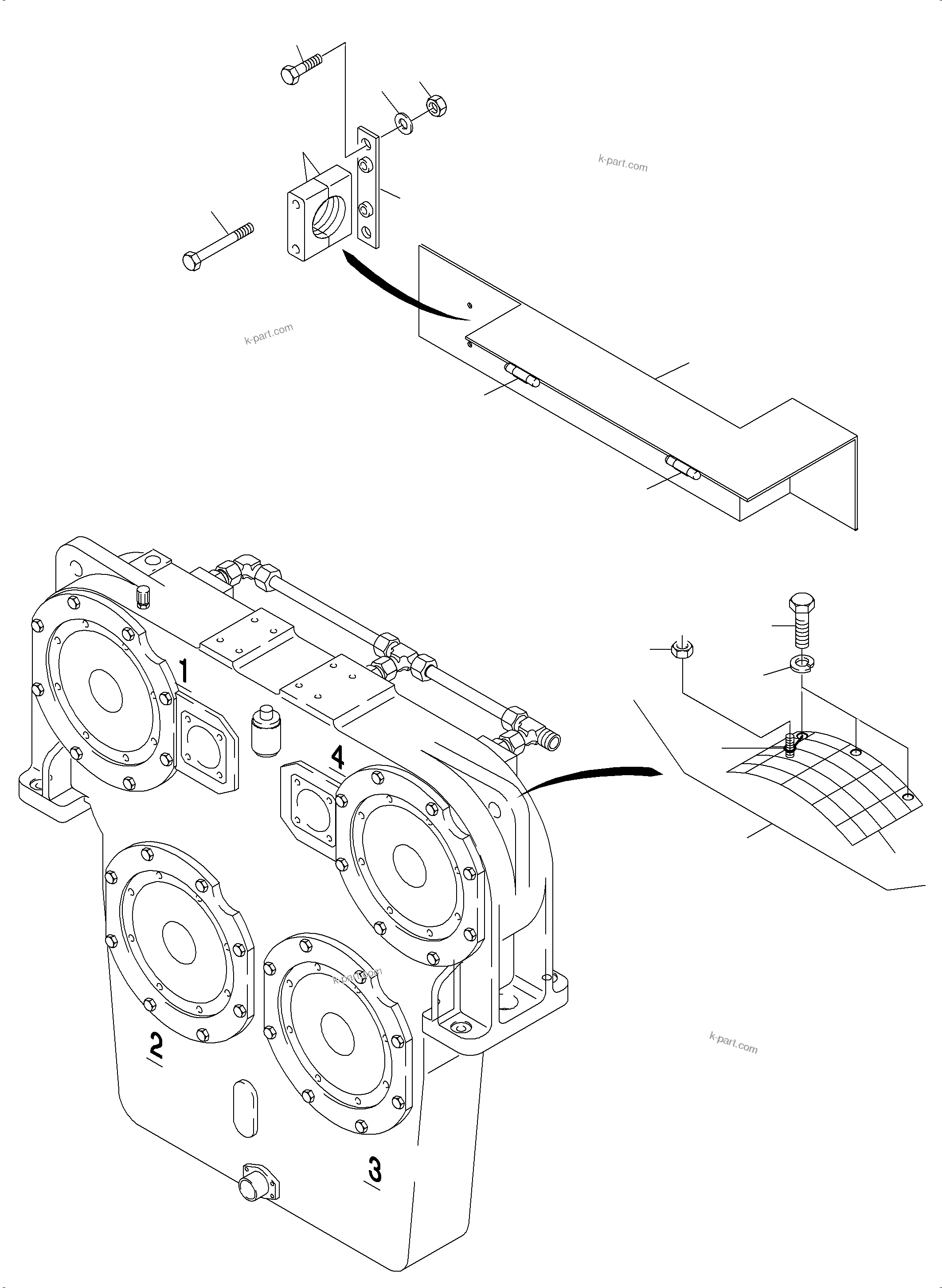 Komatsu parts book diagram for PC4000-6 S/N 58137: PUMP MOUNTING; COVER PDG