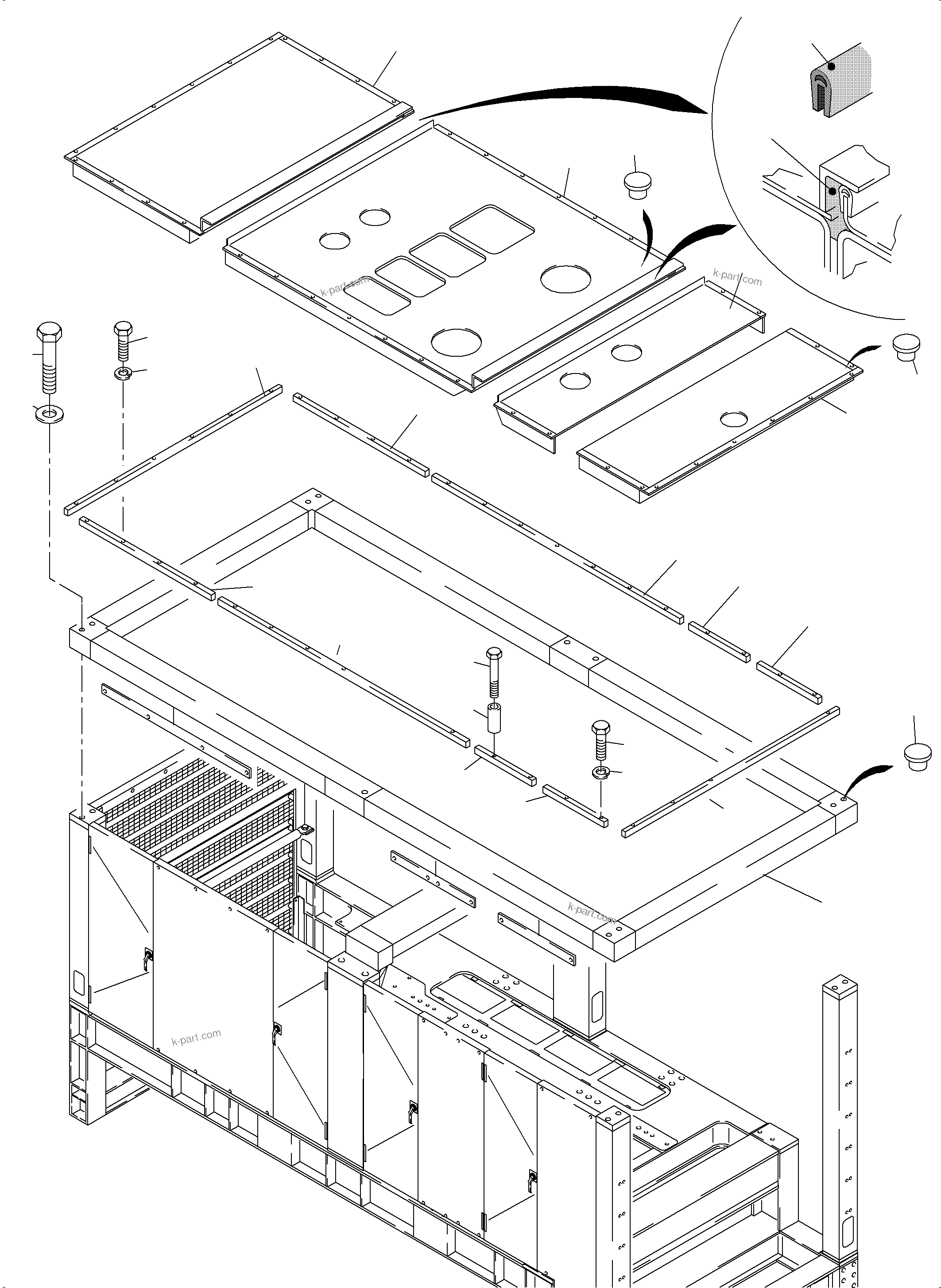 Komatsu parts book diagram for PC4000-6 S/N 58137: COVERING, ENGINE HOUSING