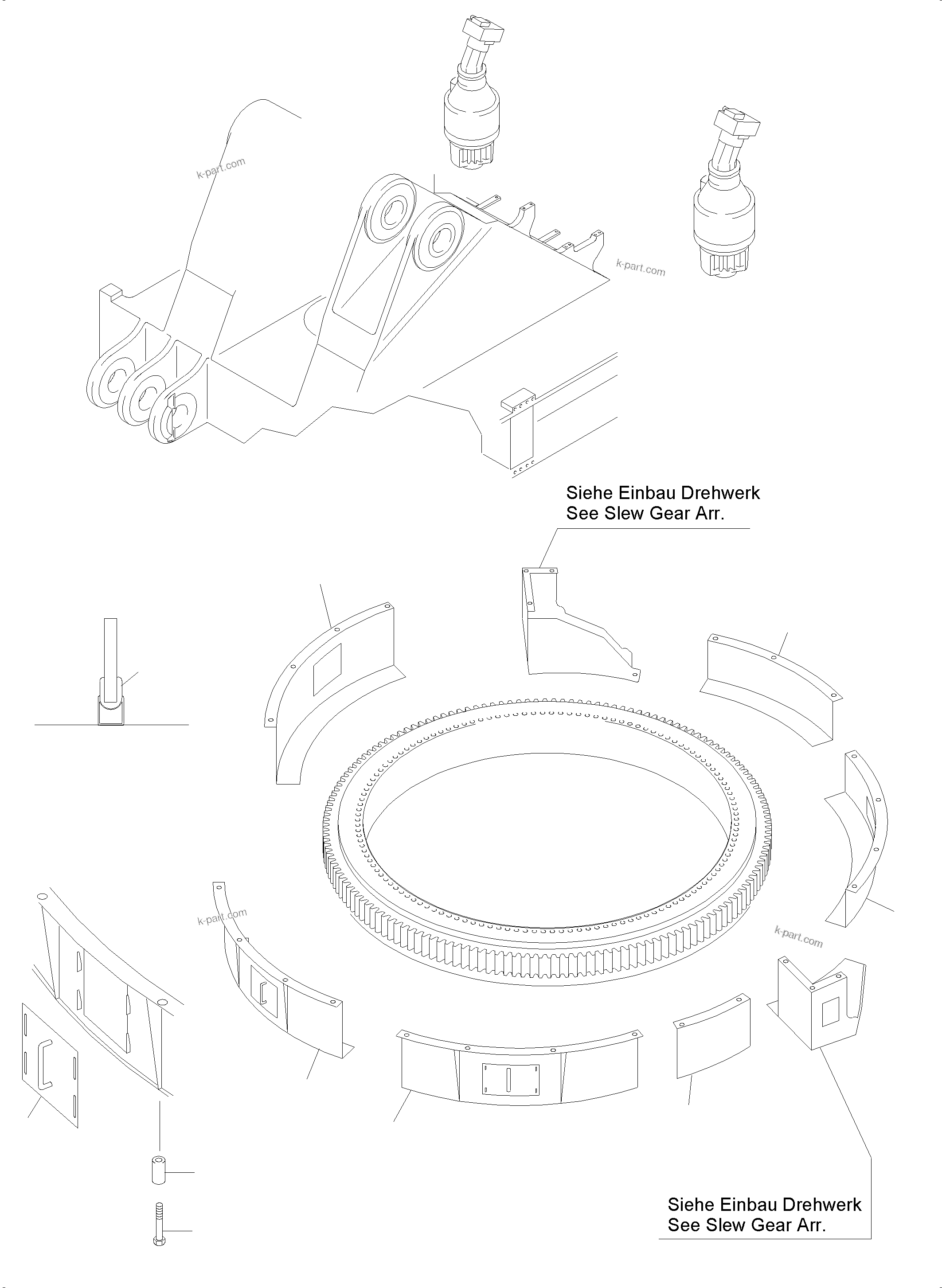 Komatsu parts book diagram for PC4000-6 S/N 58141: SLEW RING PROTECTION