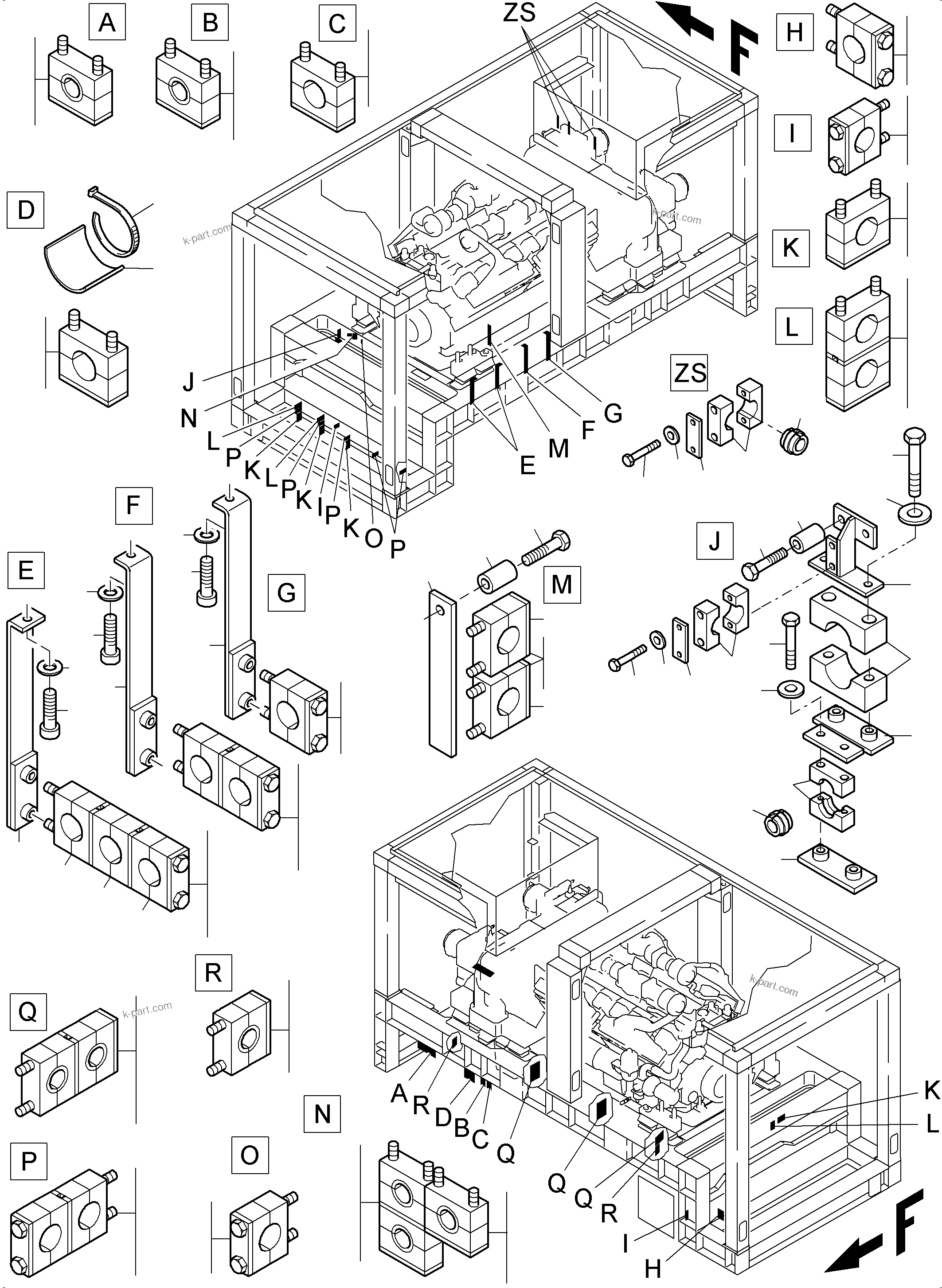 Komatsu parts book diagram for PC4000-6 S/N 58141: MOUNTING PARTS MACHINERY HOUSE