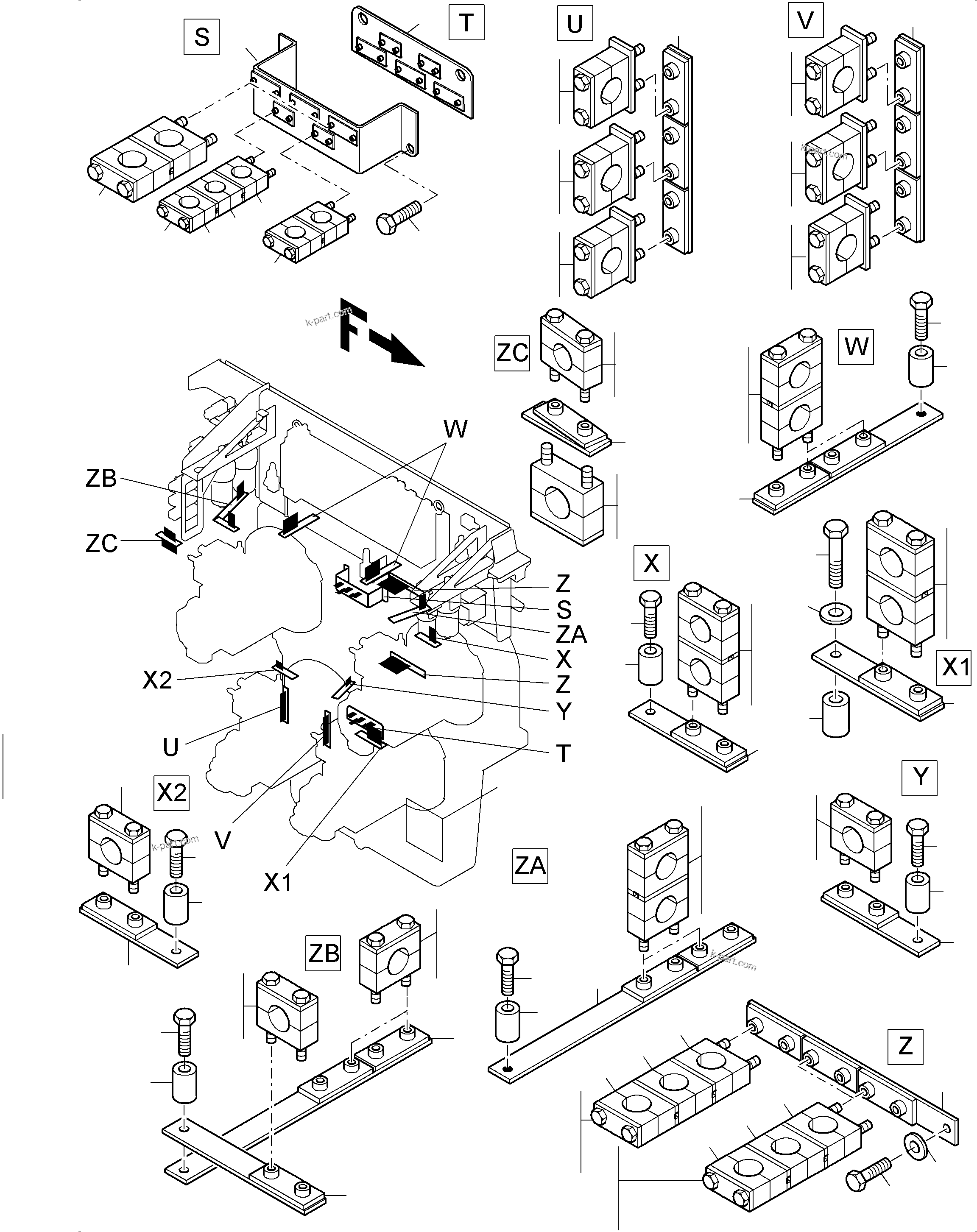 Komatsu parts book diagram for PC4000-6 S/N 58141: MOUNTING PARTS MACHINERY HOUSE