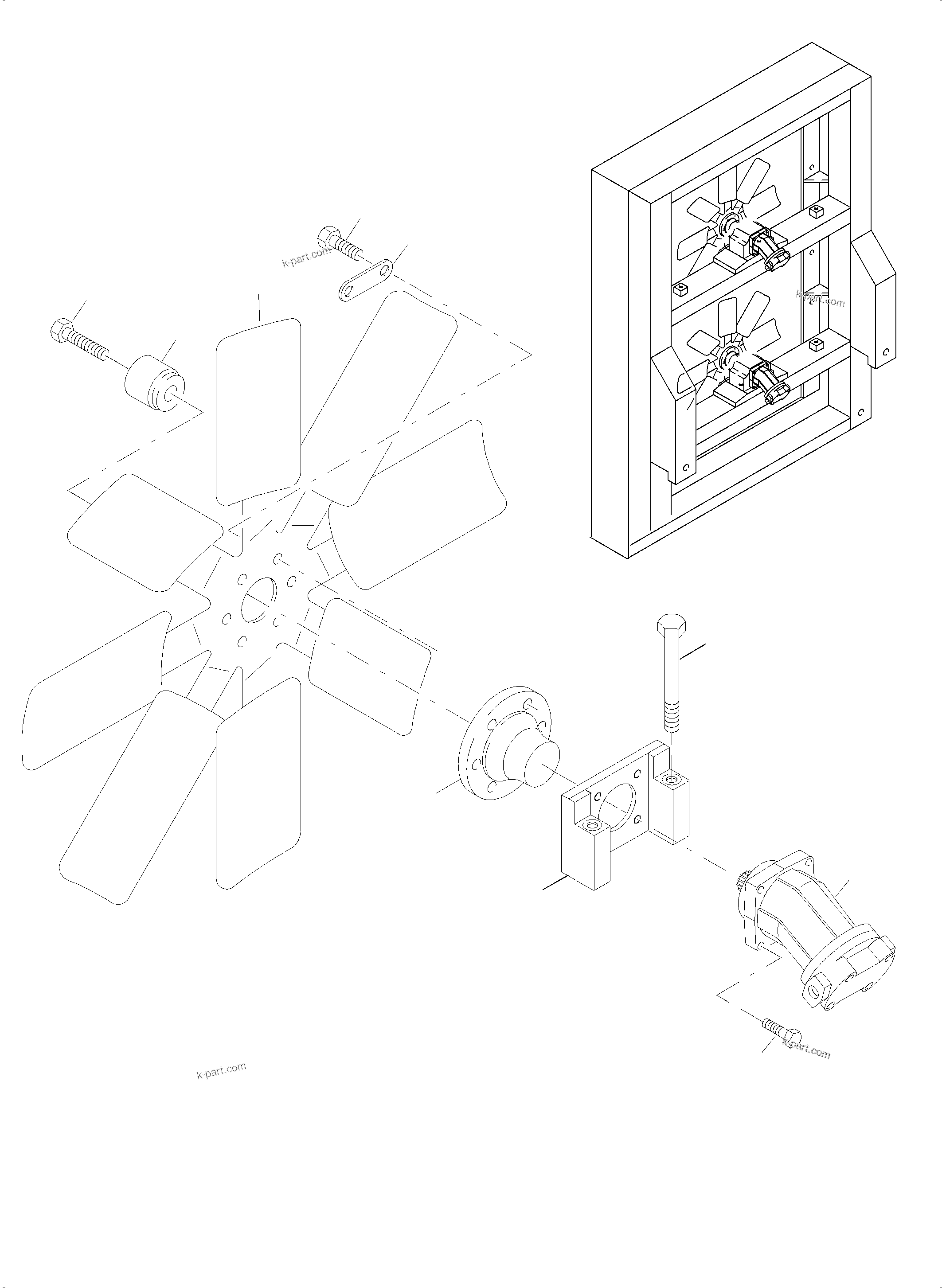 Komatsu parts book diagram for PC4000-6 S/N 58141: OIL COOLER FAN DRIVE