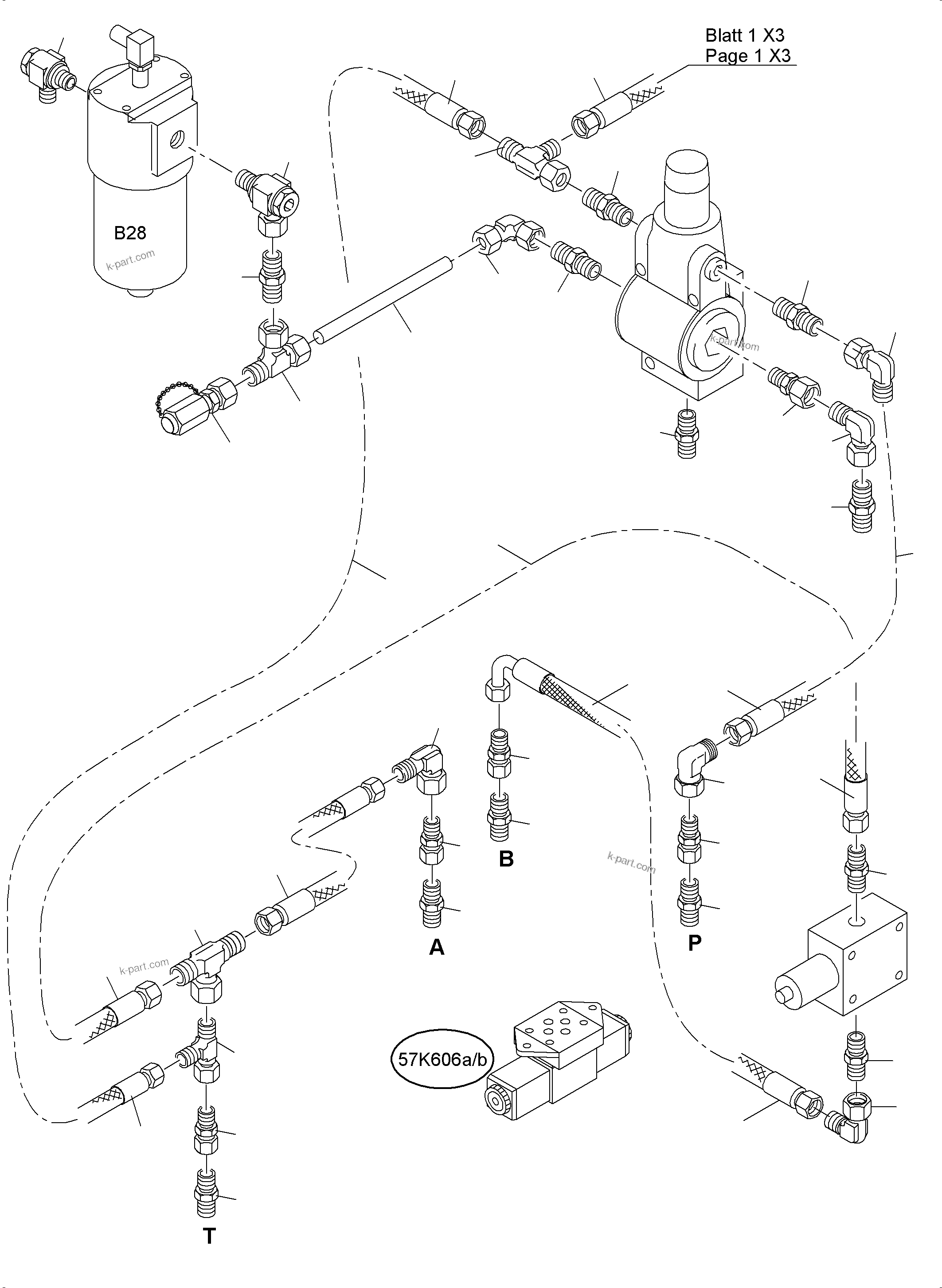 Komatsu parts book diagram for PC4000-6 S/N 58141: CONTROL- AND FILTER PLATE PIPING X2-BOX