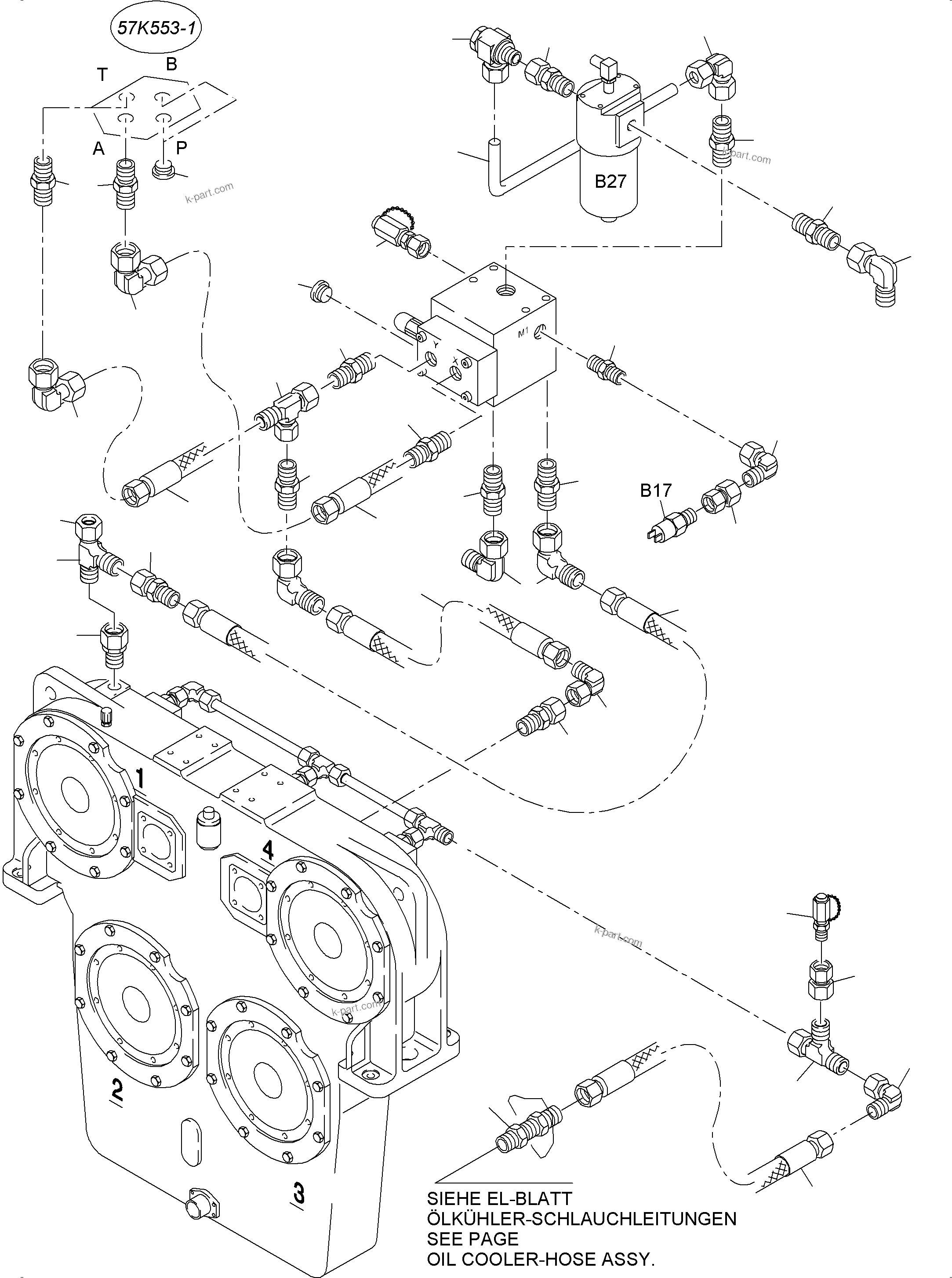 Komatsu parts book diagram for PC4000-6 S/N 58141: CONTROL- AND FILTER PLATE PIPING X2-BOX