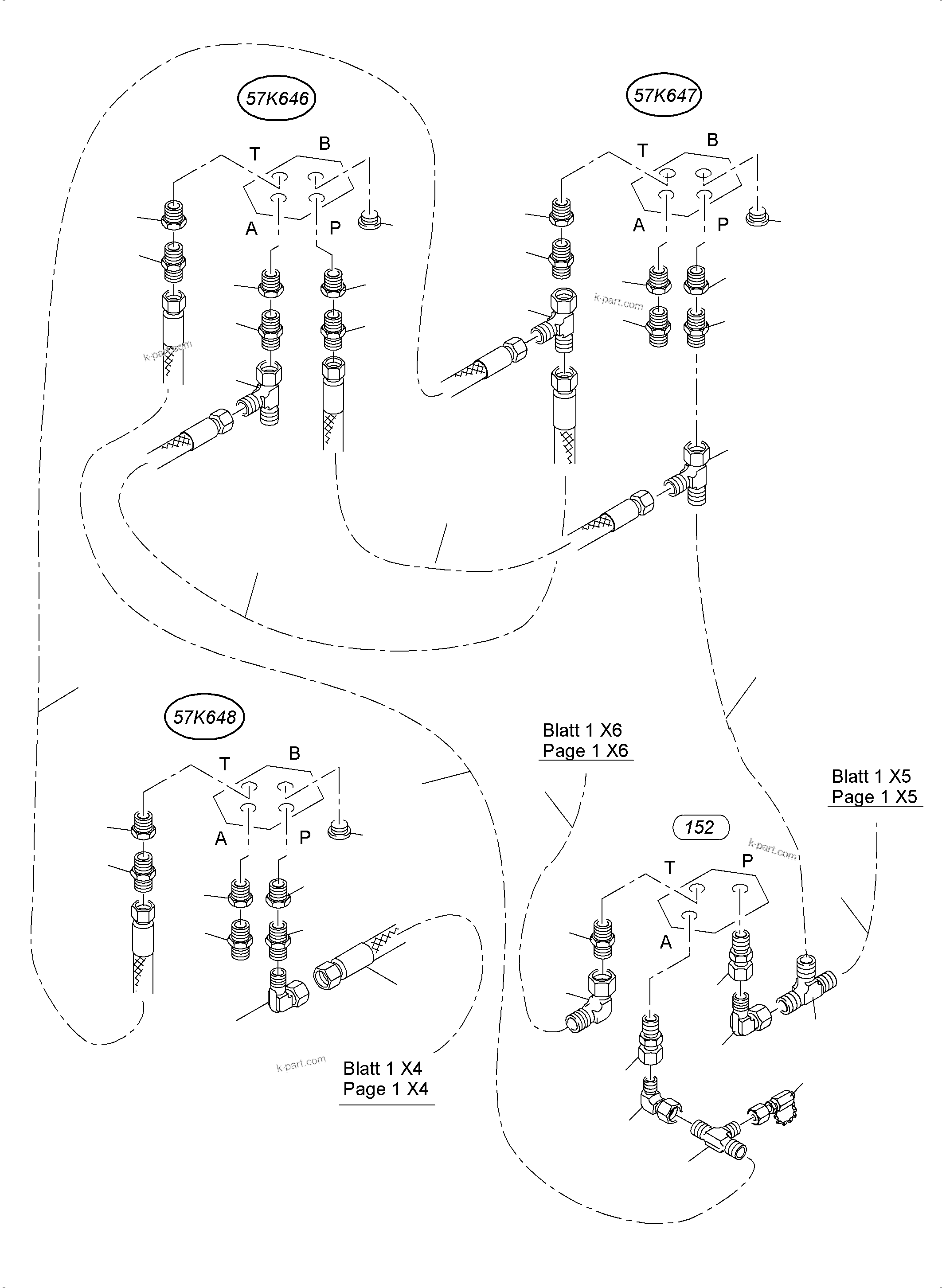 Komatsu parts book diagram for PC4000-6 S/N 58141: CONTROL- AND FILTER PLATE PIPING X2-BOX