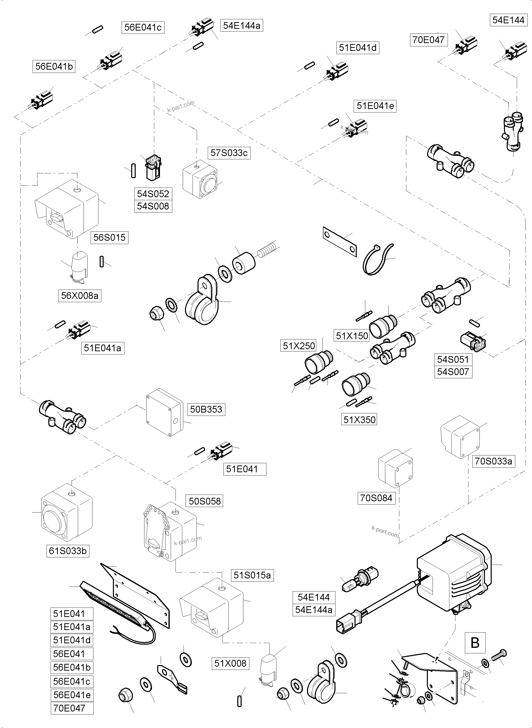 Komatsu parts book diagram for PC4000-6 S/N 58141: LIGHTING EQUIPMENT