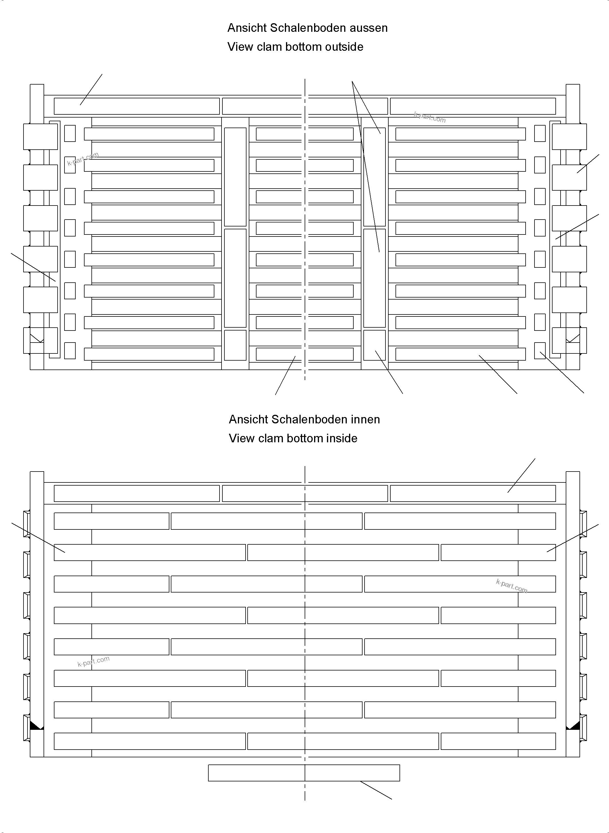 Komatsu parts book diagram for PC4000-6 S/N 58141: WEAR AND TEAR PARTS BUCKET CLAM 22.0 WP4