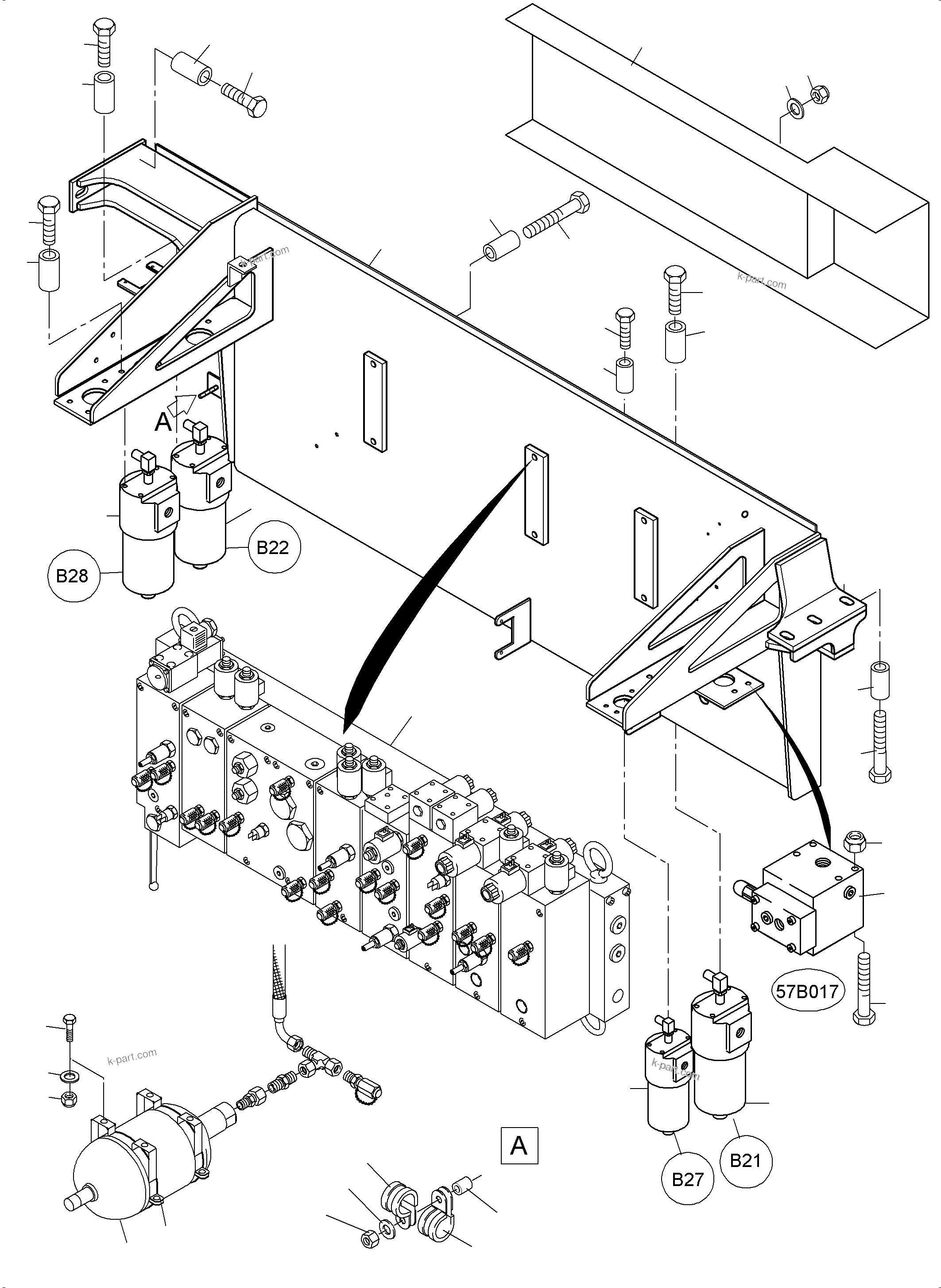 Komatsu parts book diagram for PC4000-6 S/N 58141: CONTROL- AND FILTER PLATE X2-BOX
