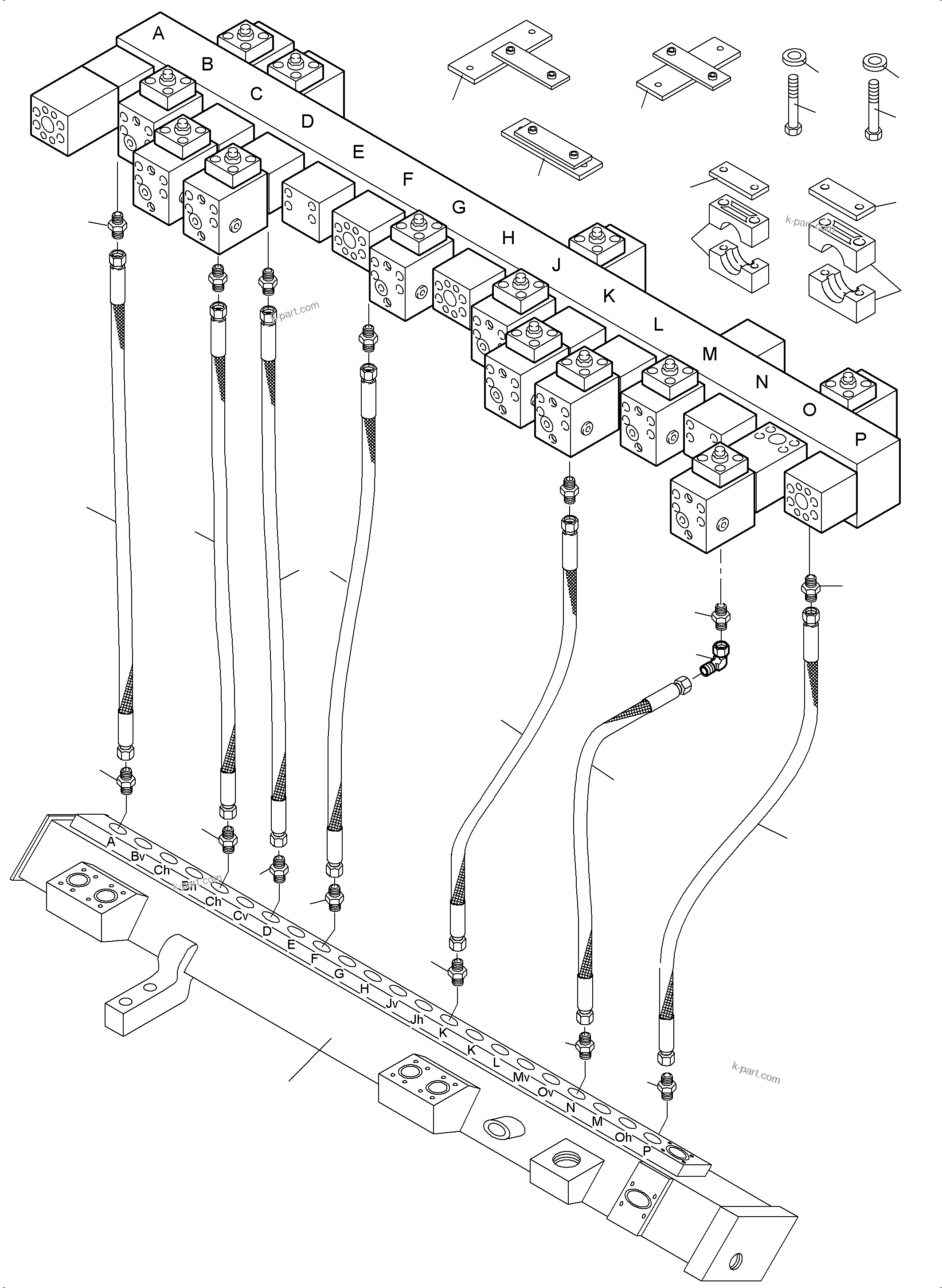Komatsu parts book diagram for PC4000-6 S/N 58141: RETURN LINES - MAINFOLD (BBE)