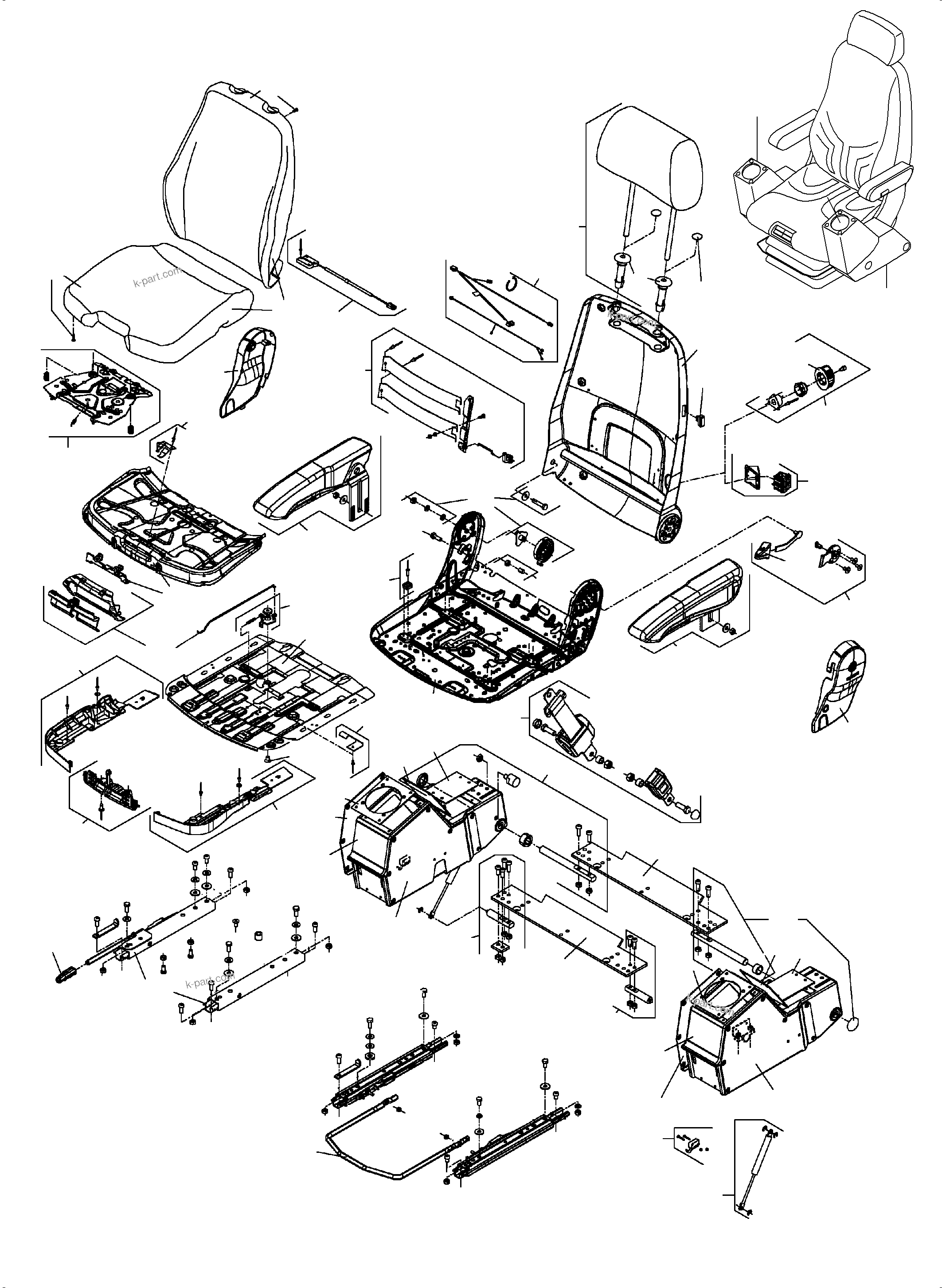 Komatsu parts book diagram for PC4000-6 S/N 58141: OPERATOR'S SEAT