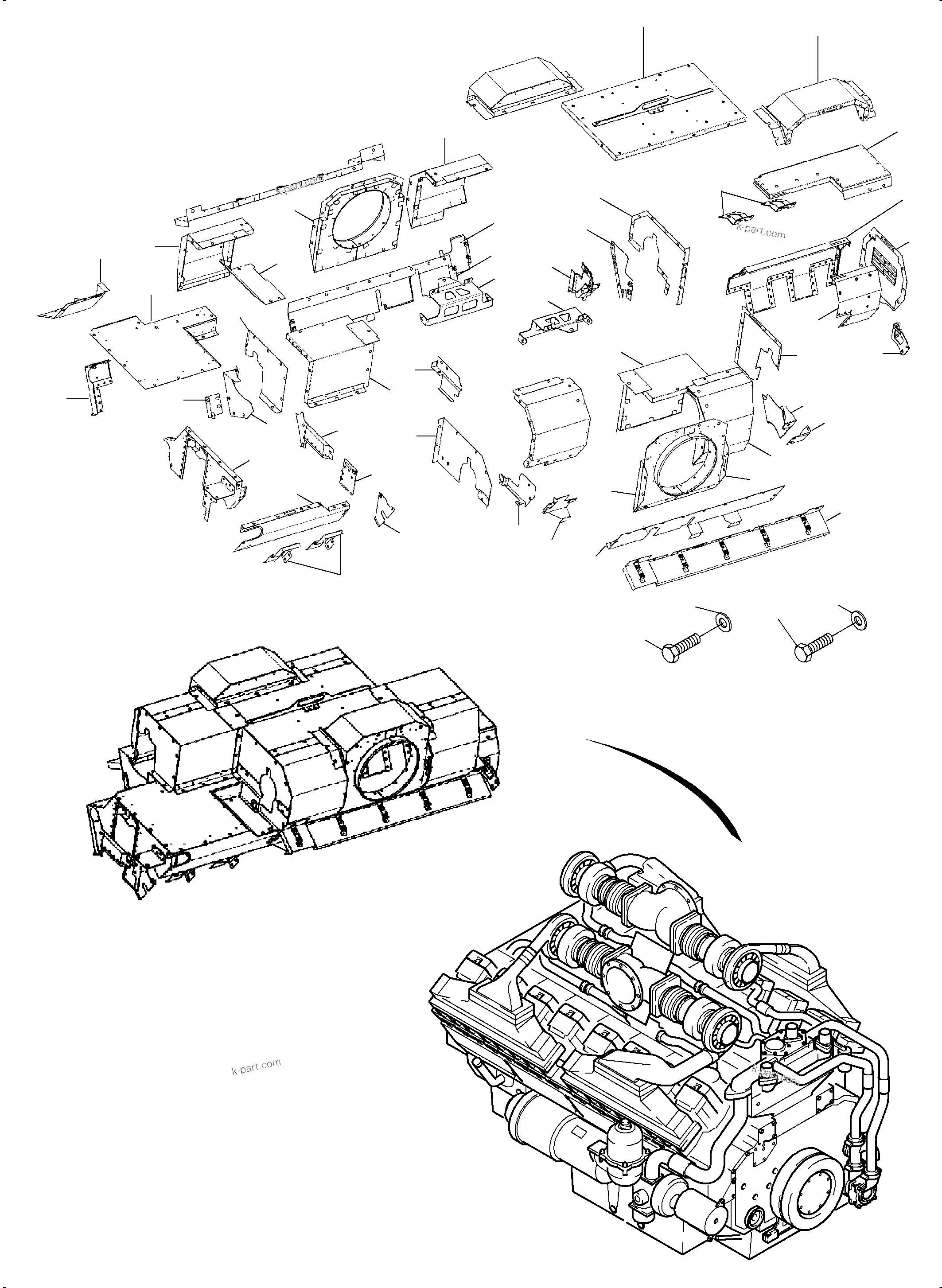 Komatsu parts book diagram for PC4000-6 S/N 58141: HEAT SHIELD