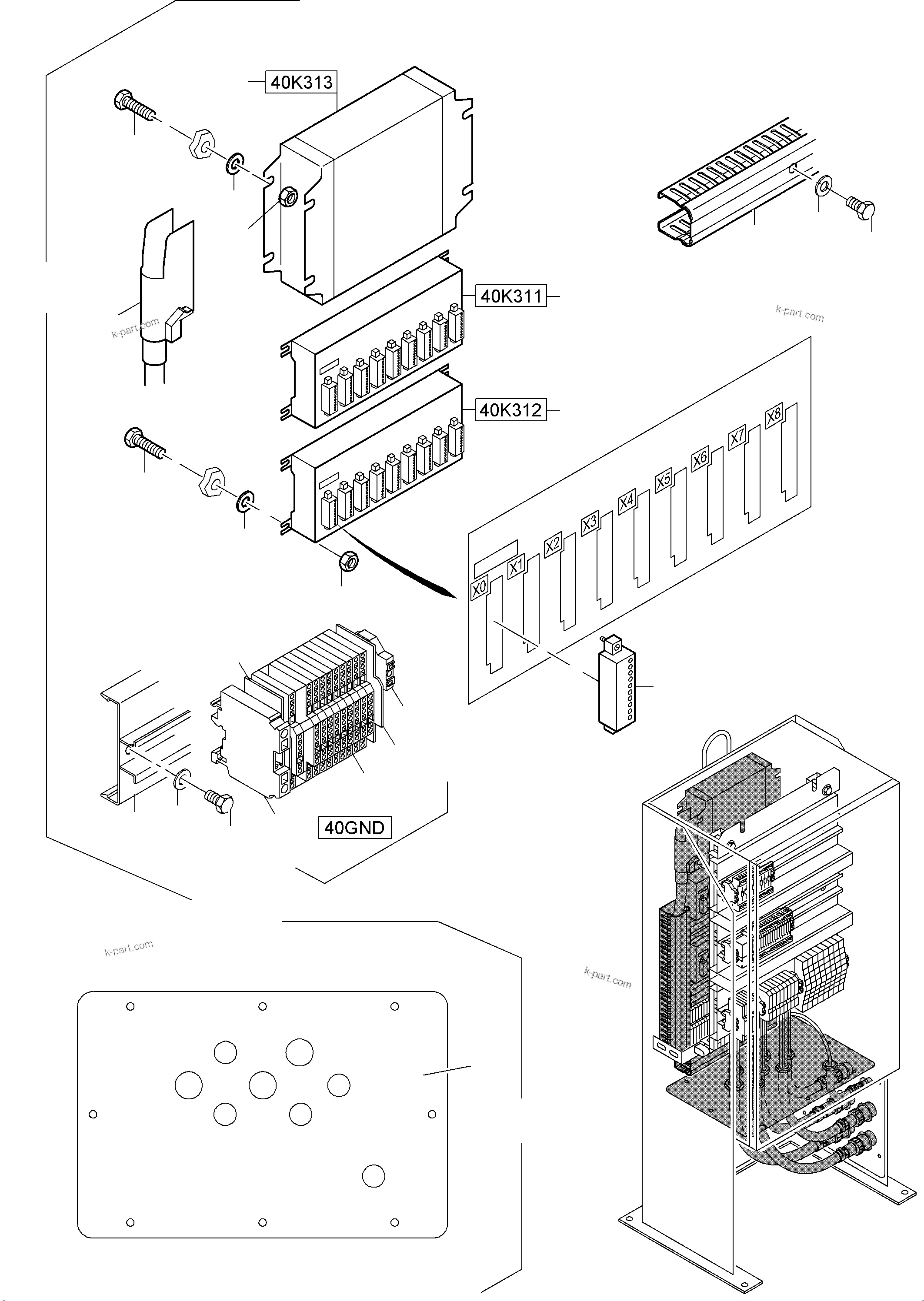 Komatsu parts book diagram for PC4000-6 S/N 58141: SWITCH CABINET ORT 40