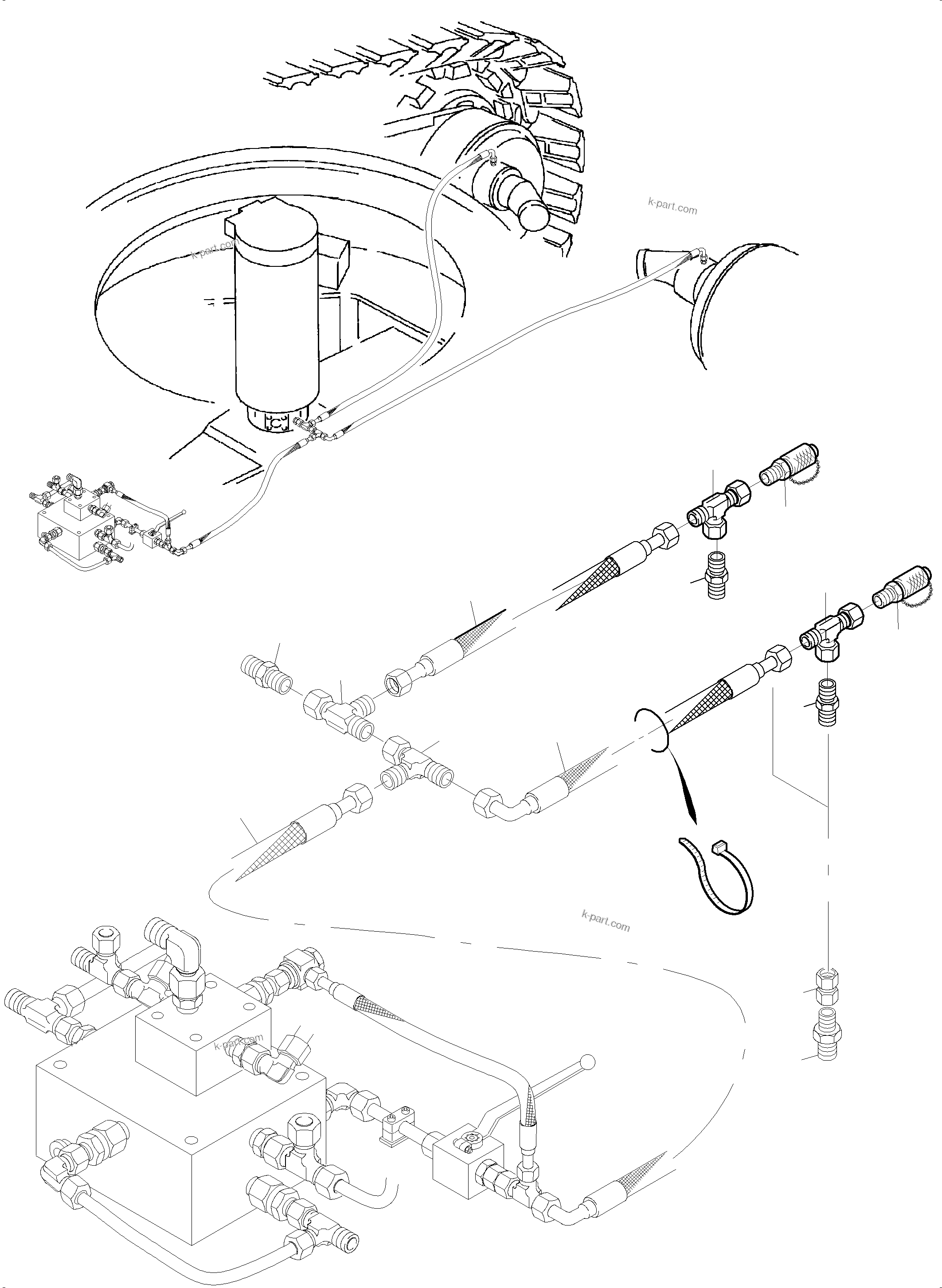 Komatsu parts book diagram for PC4000-6 S/N 58141: PIPING - BRAKE