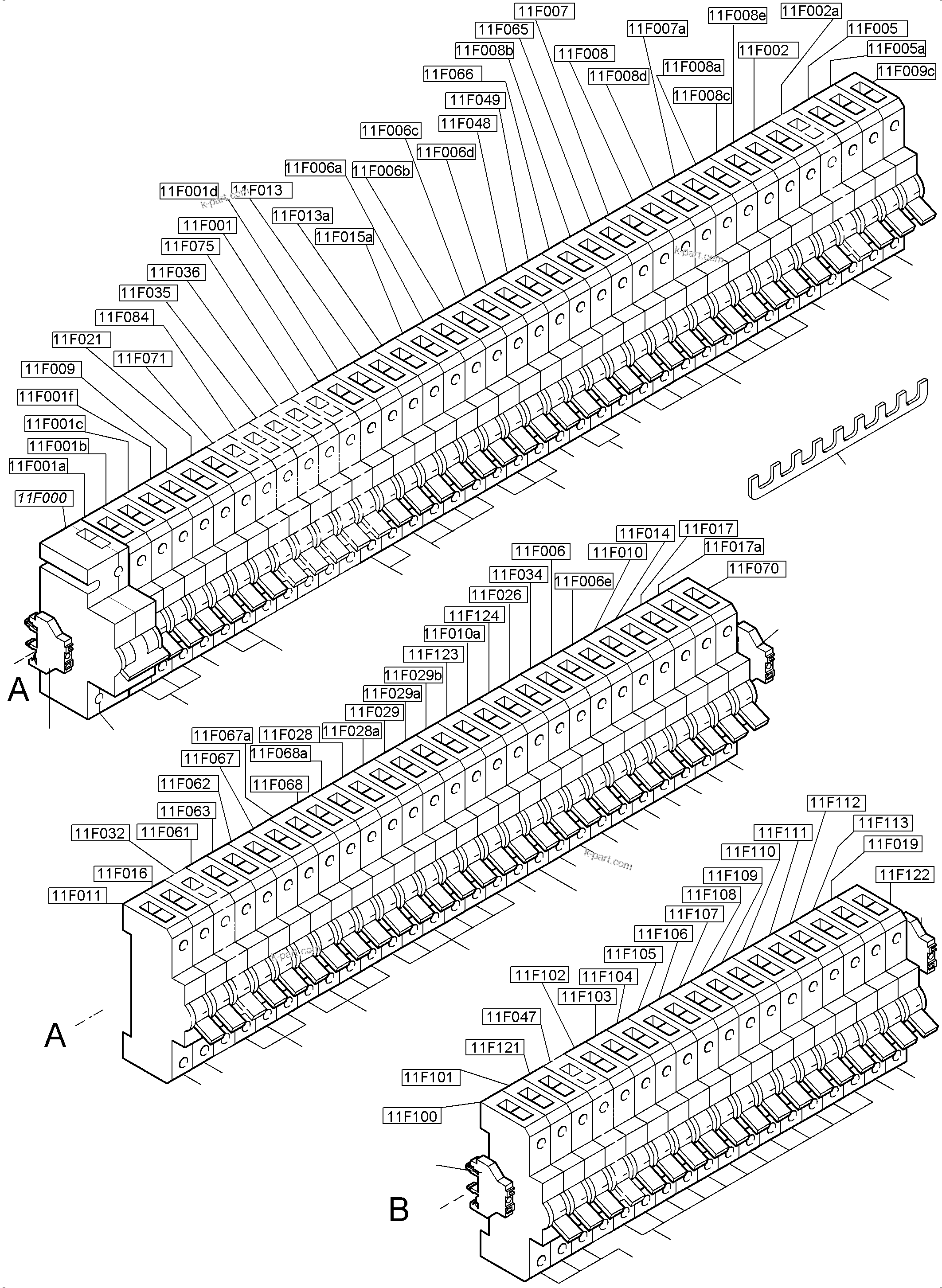 Komatsu parts book diagram for PC4000-6 S/N 58141: SWITCH FRAMING X2 LOCATION 11