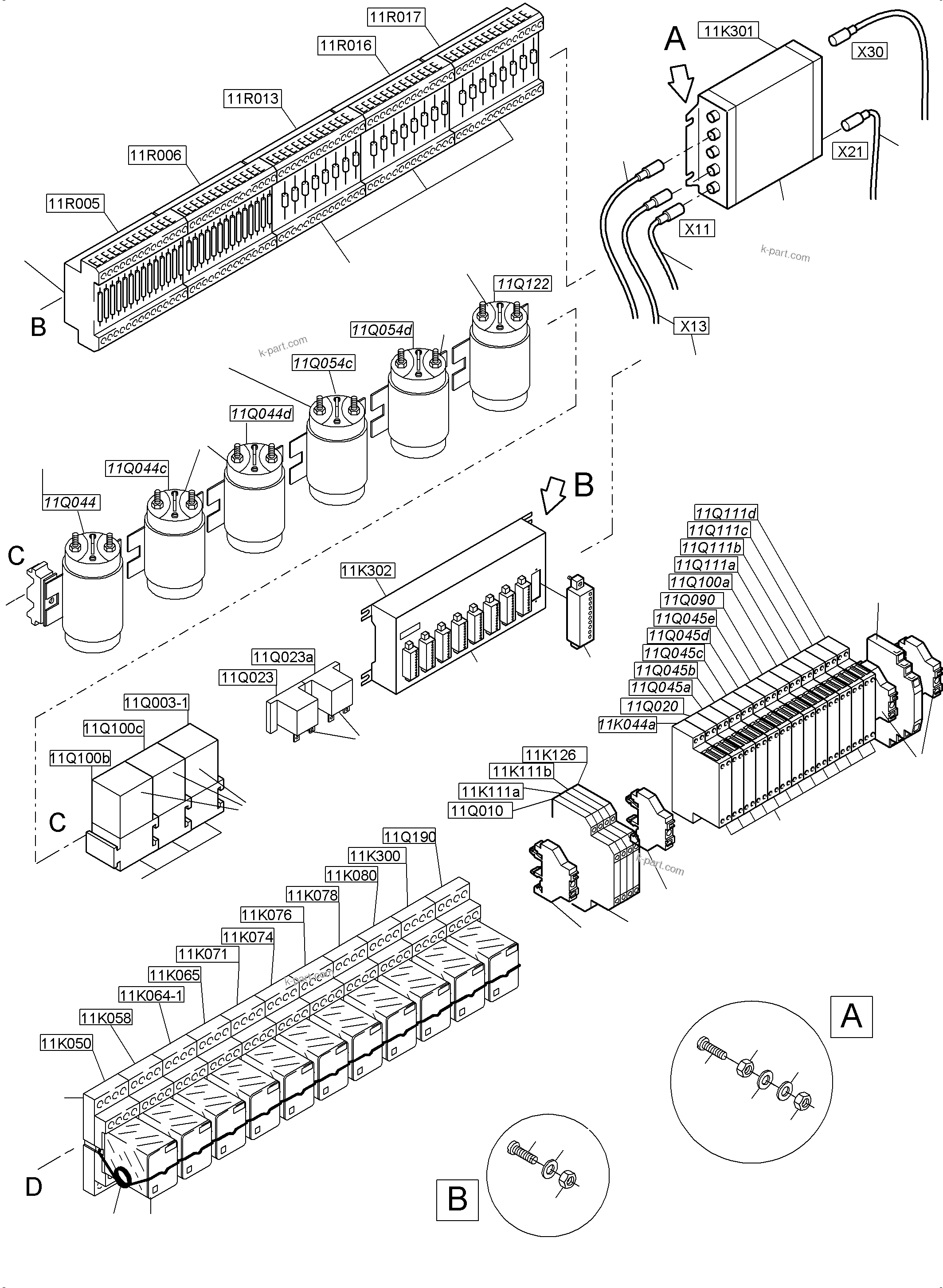 Komatsu parts book diagram for PC4000-6 S/N 58141: SWITCH FRAMING X2 LOCATION 11