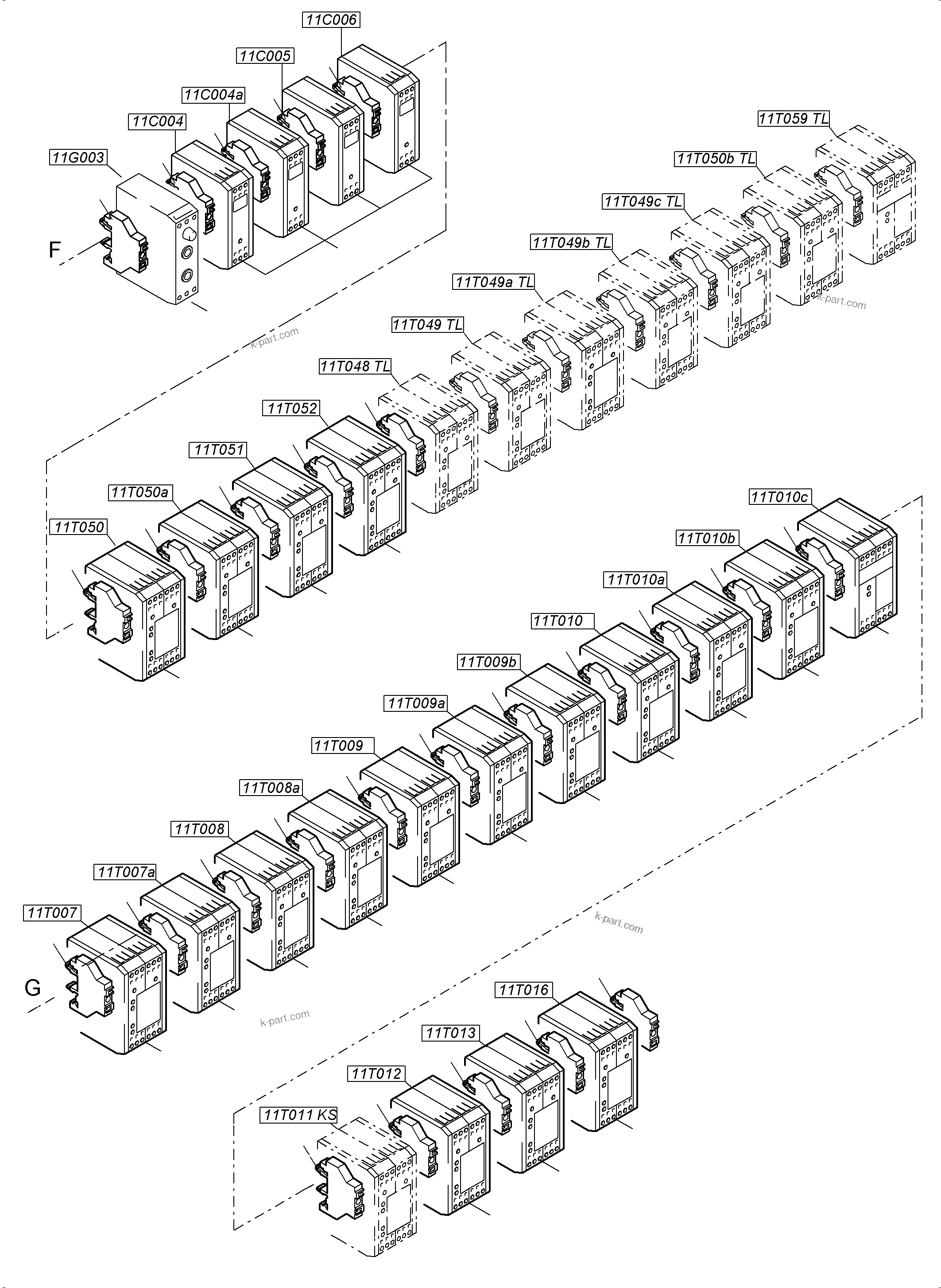 Komatsu parts book diagram for PC4000-6 S/N 58141: SWITCH FRAMING X2 LOCATION 11