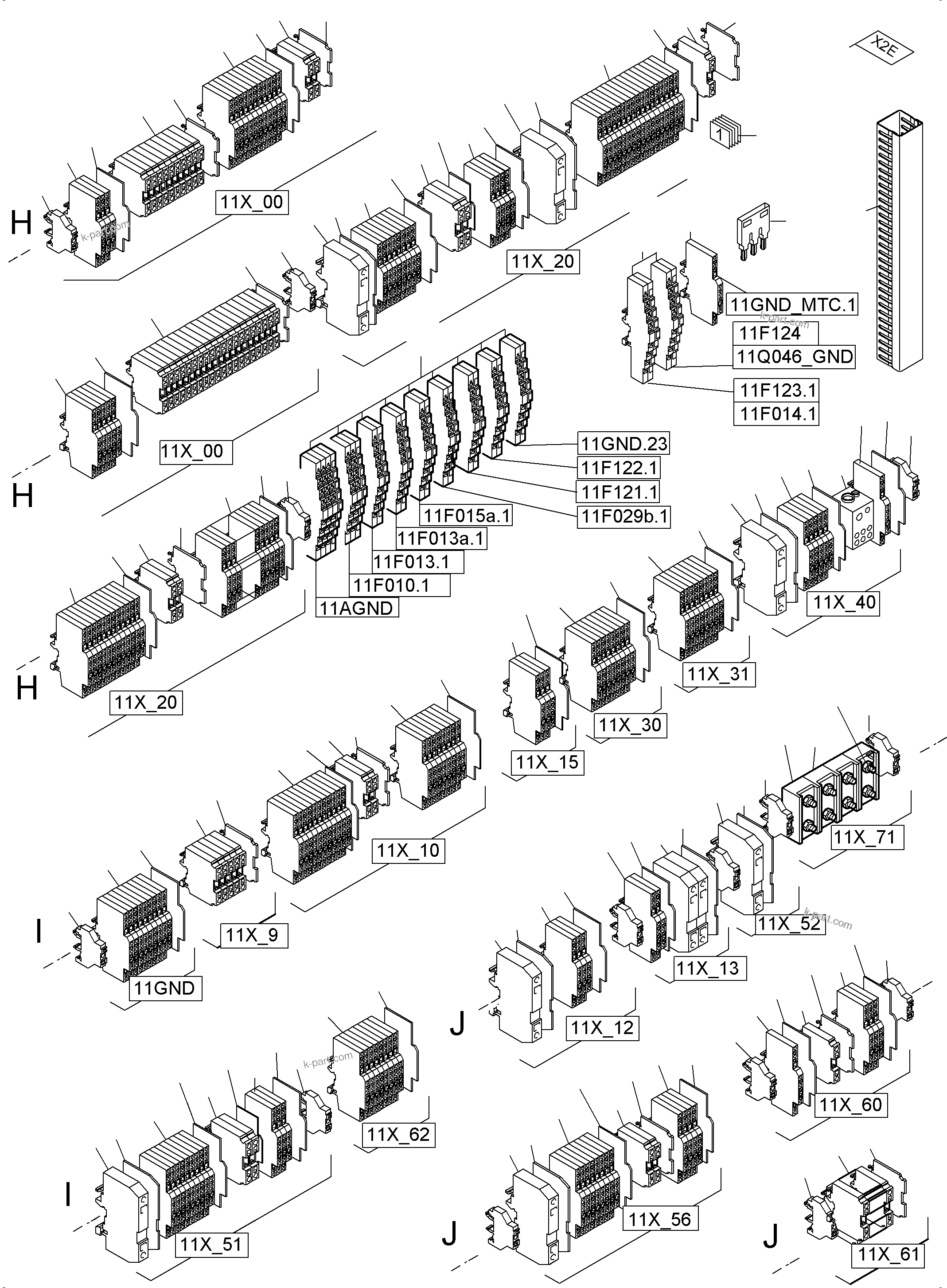 Komatsu parts book diagram for PC4000-6 S/N 58141: SWITCH FRAMING X2 LOCATION 11