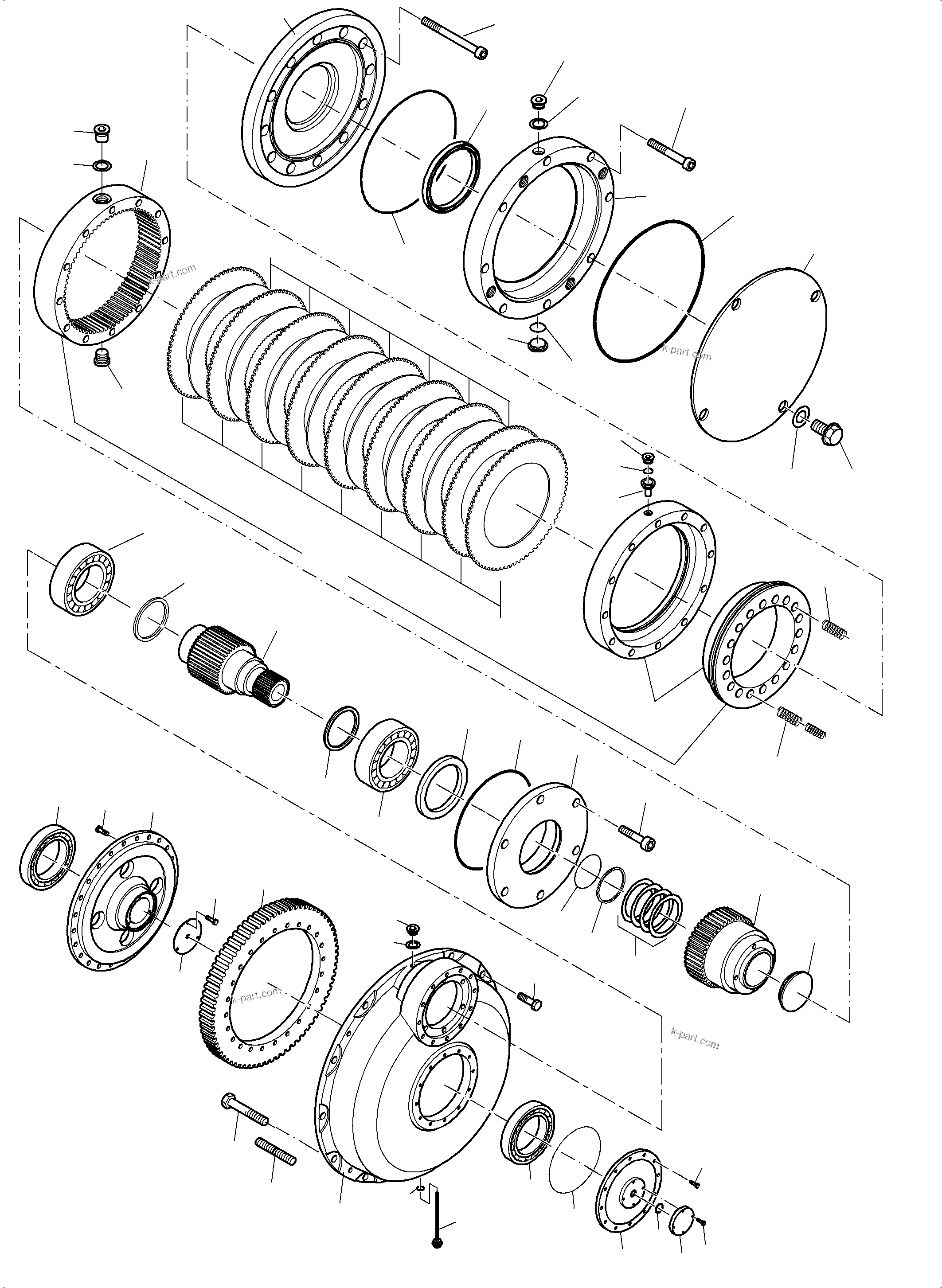 Komatsu parts book diagram for PC4000-6 S/N 58141: TRAVELLING GEAR