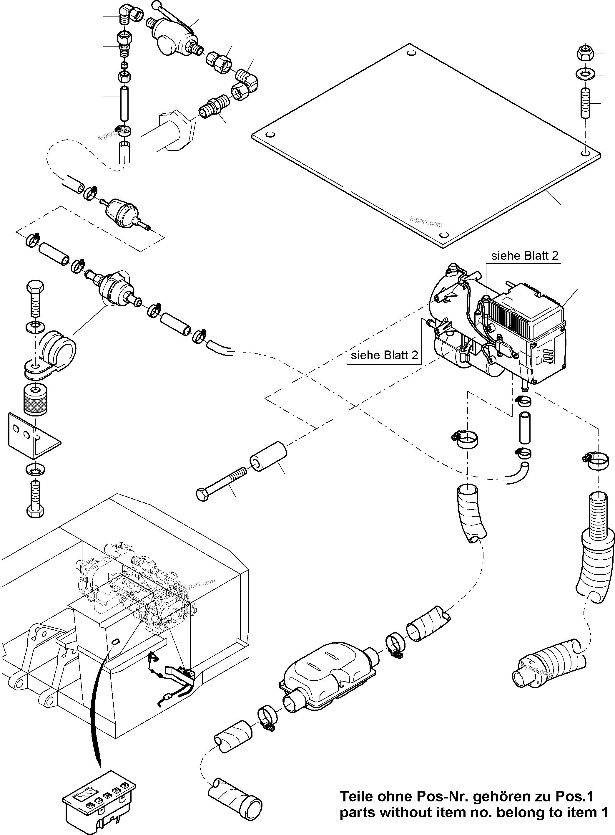 Komatsu parts book diagram for PC4000-6 S/N 58141: MOUNTING ADDITIONAL HEATING SYSTEM