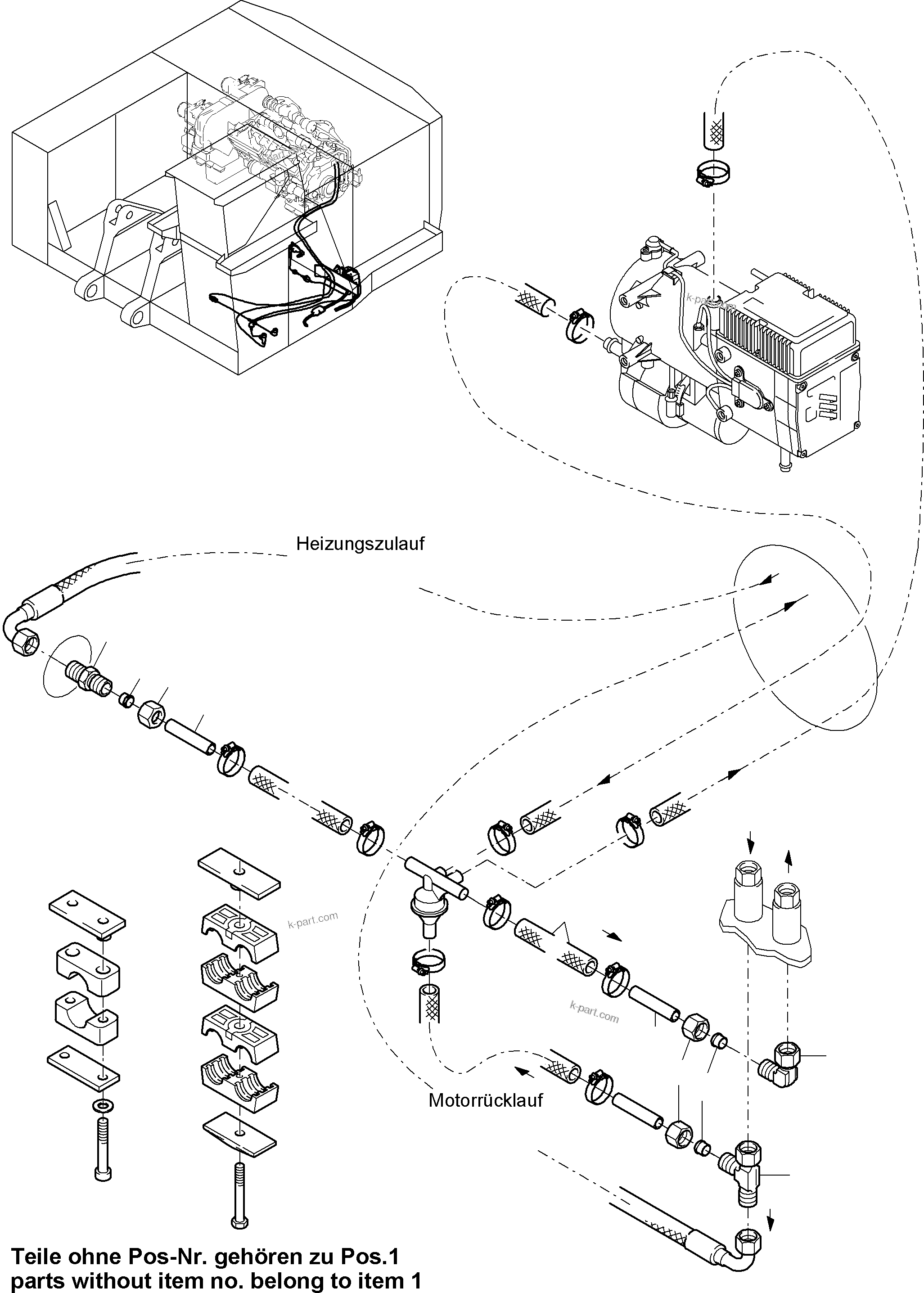 Komatsu parts book diagram for PC4000-6 S/N 58141: MOUNTING ADDITIONAL HEATING SYSTEM