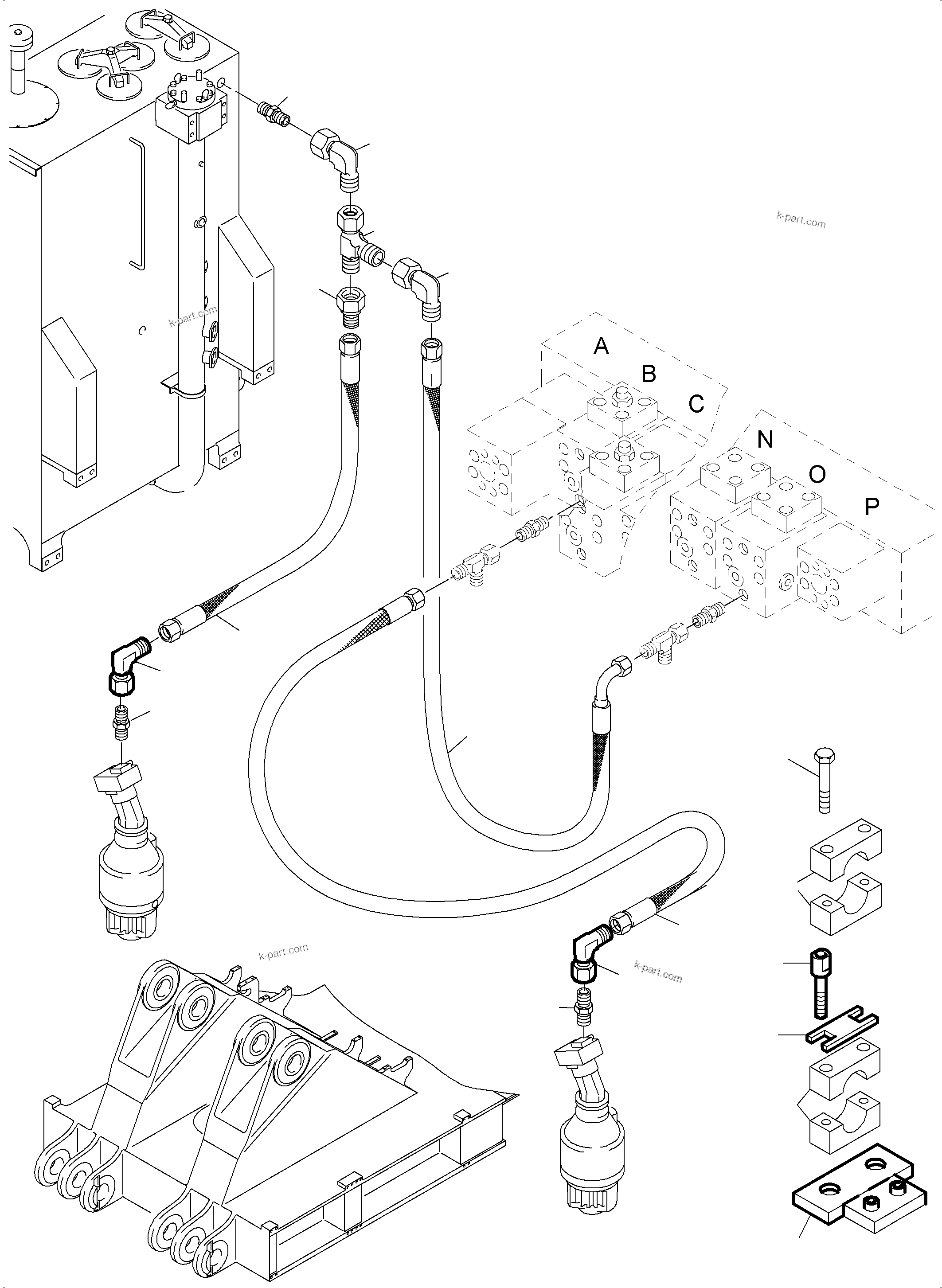 Komatsu parts book diagram for PC4000-6 S/N 58141: LINES SLEW GEAR