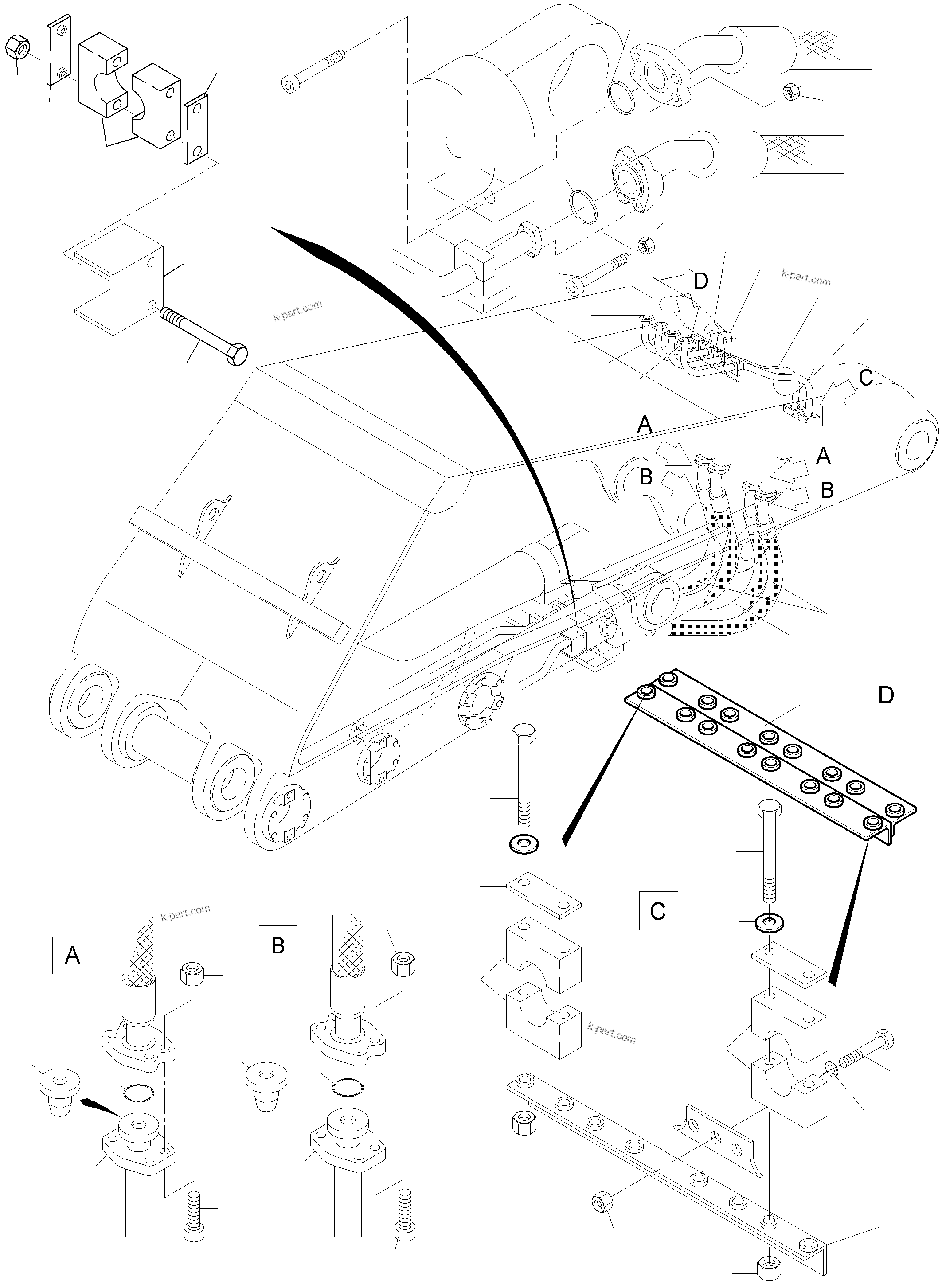 Komatsu parts book diagram for PC4000-6 S/N 58141: BULLCLAM BUCKET BOOM 7,15 M