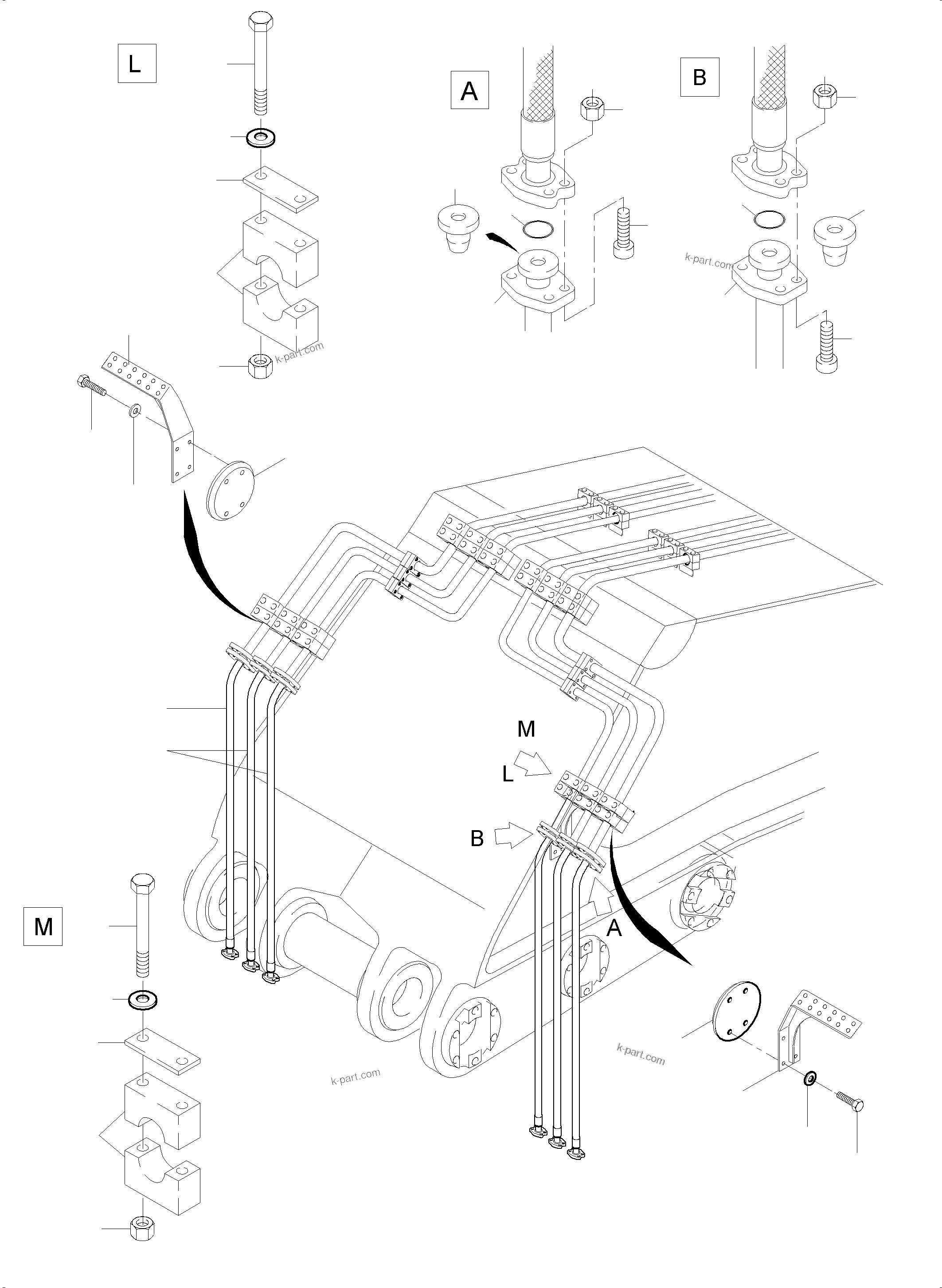 Komatsu parts book diagram for PC4000-6 S/N 58141: BULLCLAM BUCKET BOOM 7,15 M