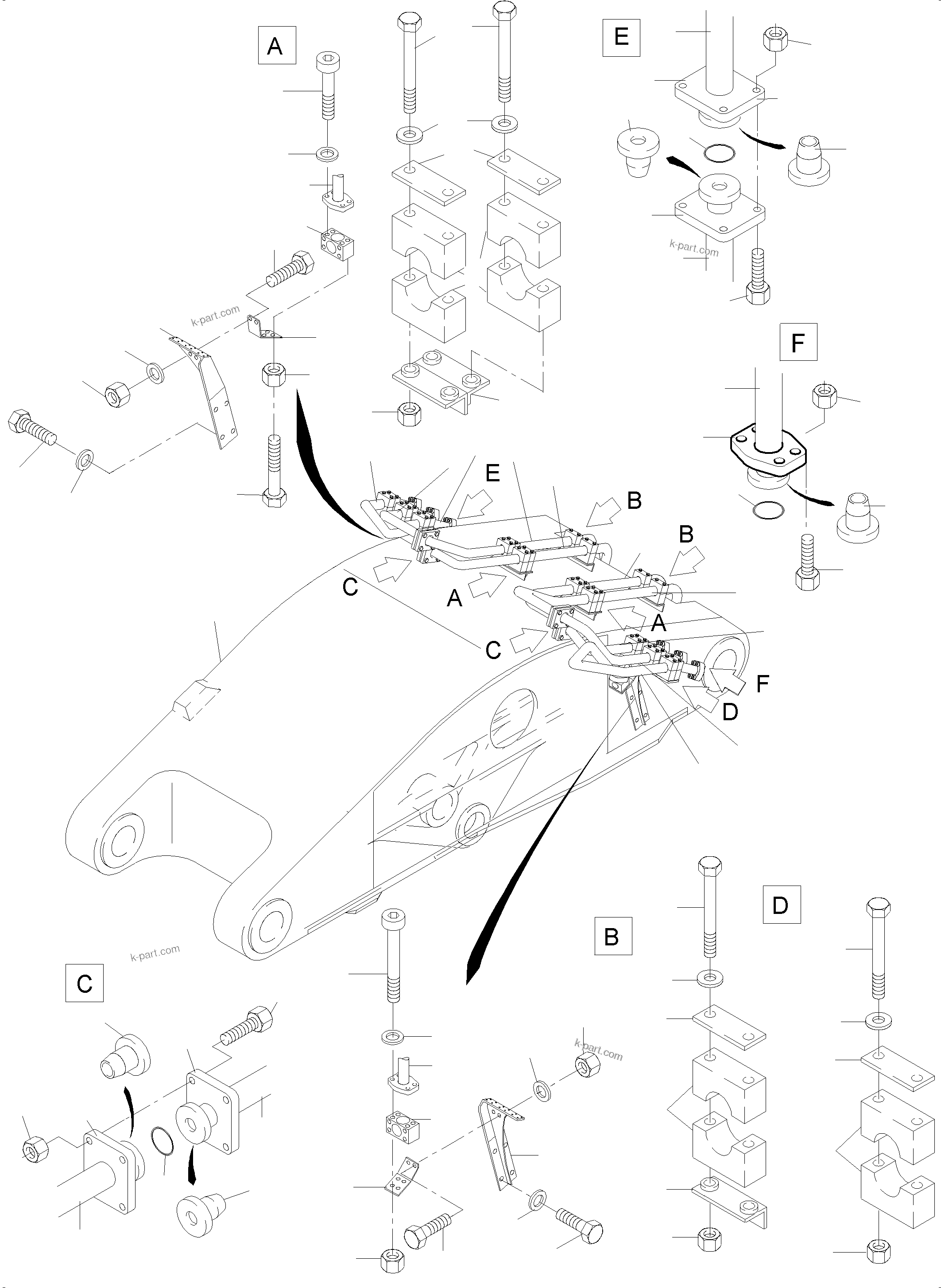 Komatsu parts book diagram for PC4000-6 S/N 58141: BULLCLAM BUCKET STICK 4,9 M