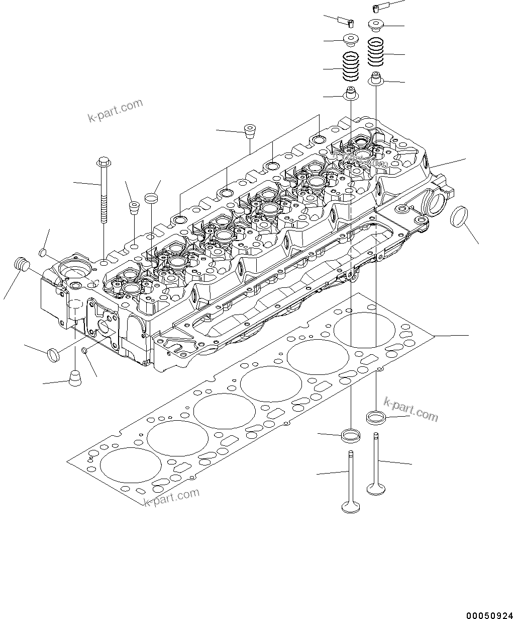 Komatsu parts book diagram for SAA6D107E-1CC S/N 26540705-UP (For GD655-5): CYLINDER HEAD (#36324326-)