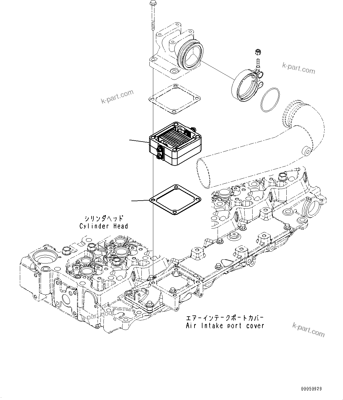 Komatsu parts book diagram for SAA6D107E-1CC S/N 26540705-UP (For GD655-5): AIR INTAKE HEATER
