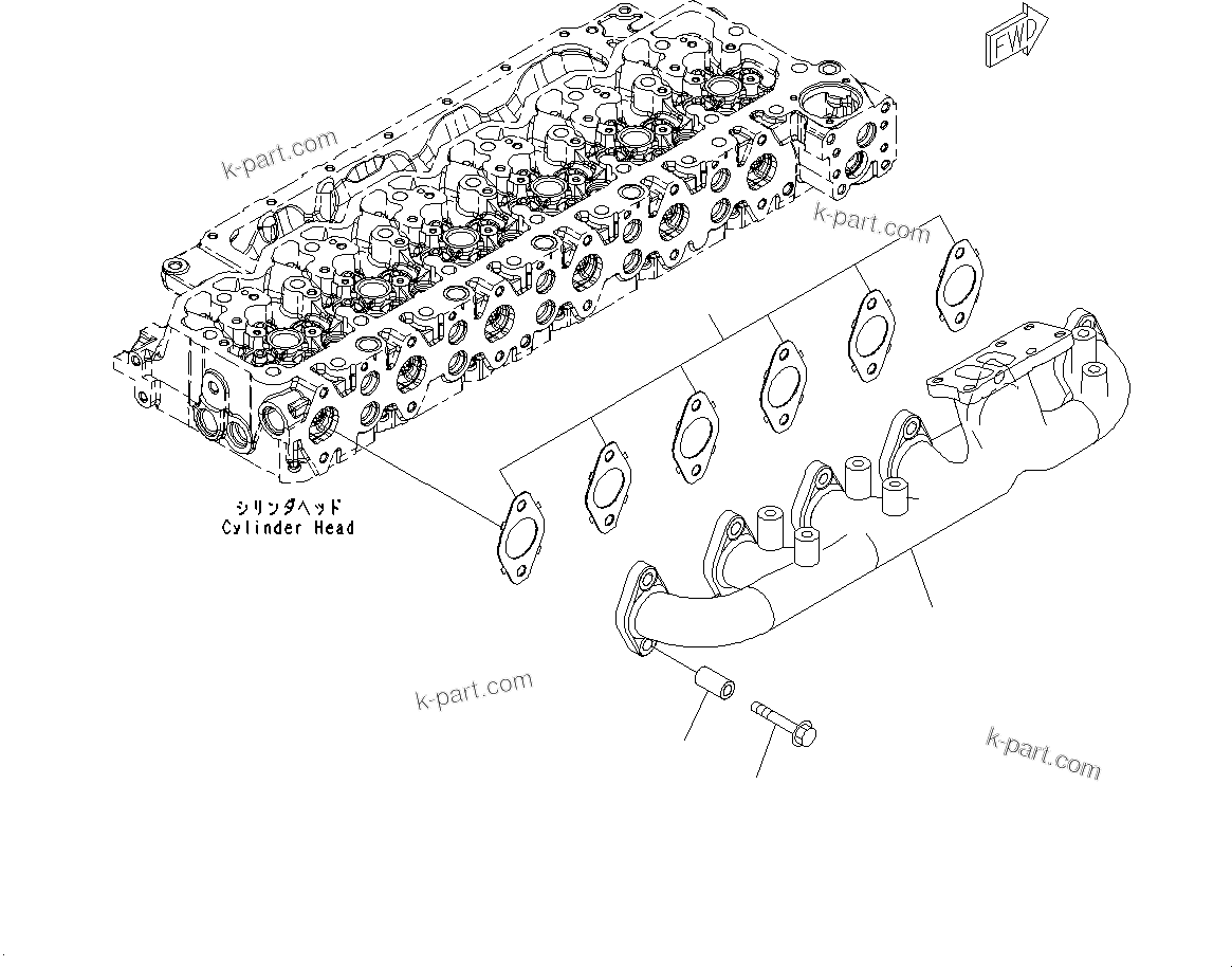 Komatsu parts book diagram for SAA6D107E-1CC S/N 26540705-UP (For GD655-5): EXHAUST MANIFOLD