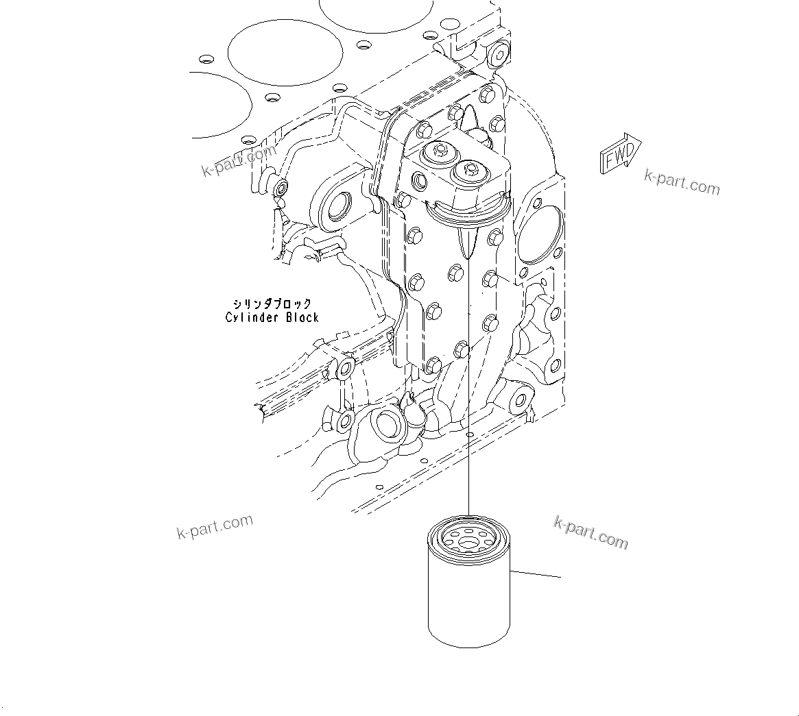 Komatsu parts book diagram for SAA6D107E-1CC S/N 26540705-UP (For GD655-5): ENGINE OIL FILTER