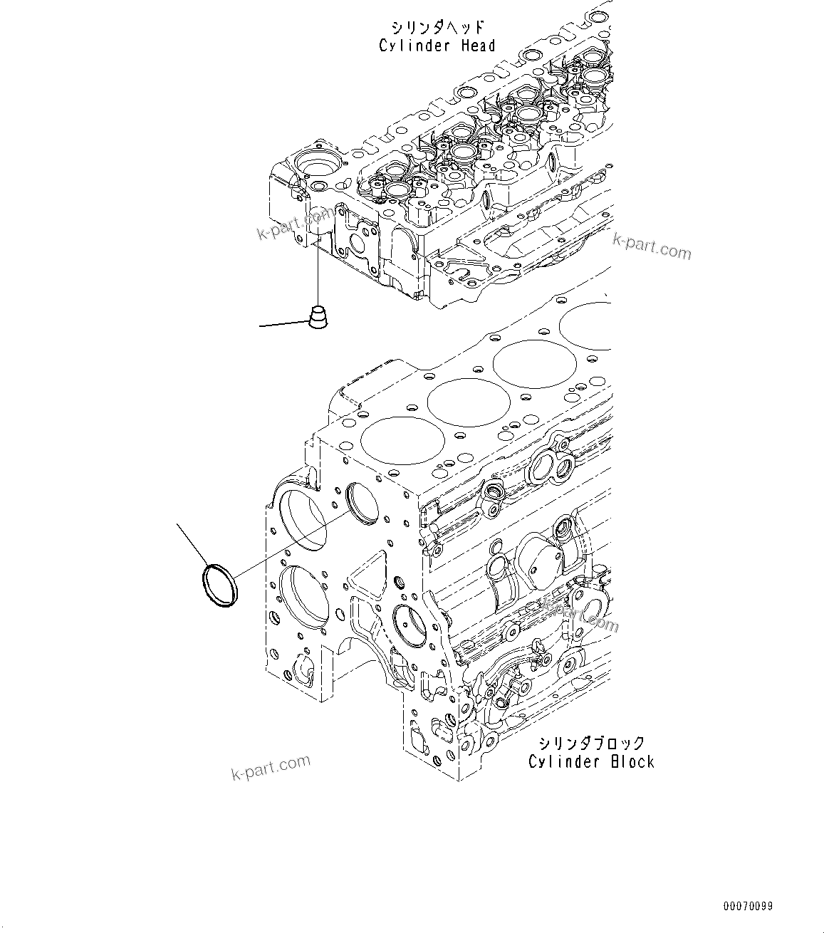 Komatsu parts book diagram for SAA6D107E-1CC S/N 26540705-UP (For GD655-5): COOLANT HEATER PLUG