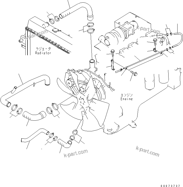 Komatsu parts book diagram for HM300-1L S/N A10001-UP: ENGINE HOSE