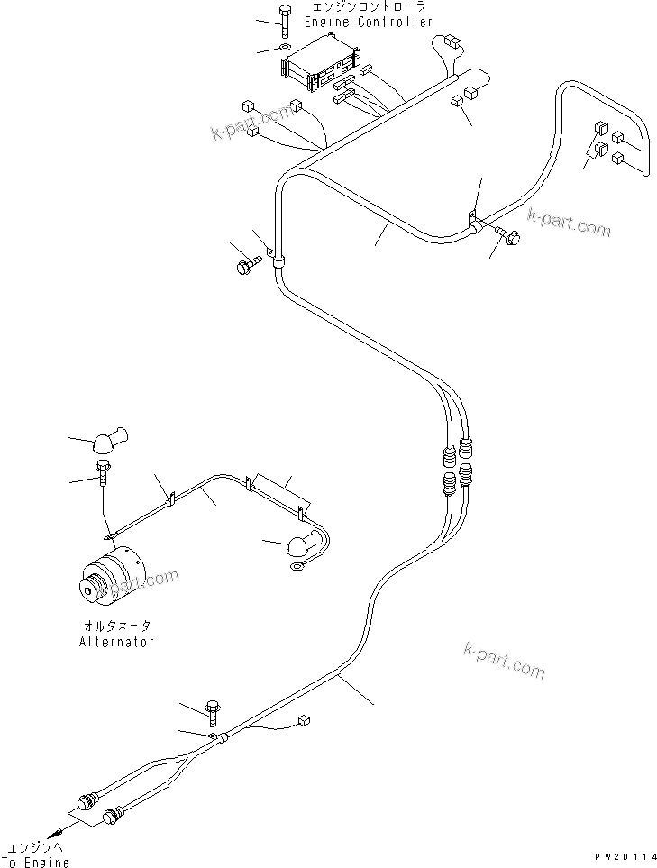Komatsu parts book diagram for HM300-1L S/N A10001-UP: ENGINE HARNESS