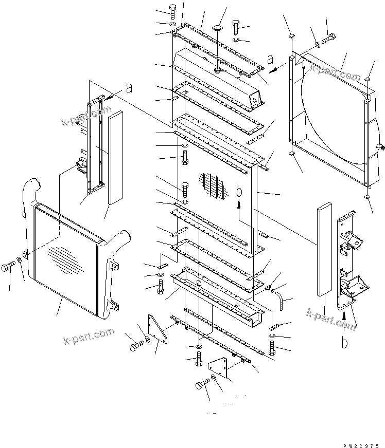 Komatsu parts book diagram for HM300-1L S/N A10001-UP: RADIATOR AND AFTER COOLER