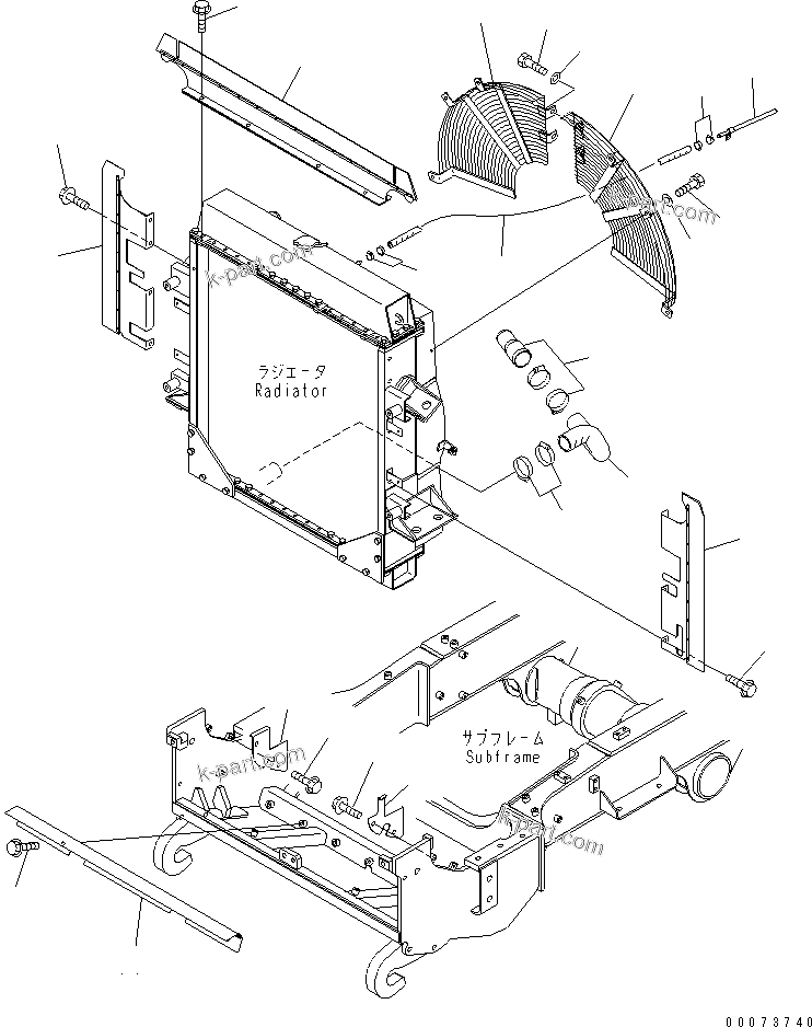 Komatsu parts book diagram for HM300-1L S/N A10001-UP: RADIATOR (BAFFLE AND FAN NET)