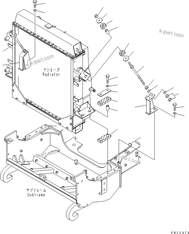Komatsu parts book diagram for HM300-1L S/N A10001-UP: RADIATOR (MOUNTING PARTS)