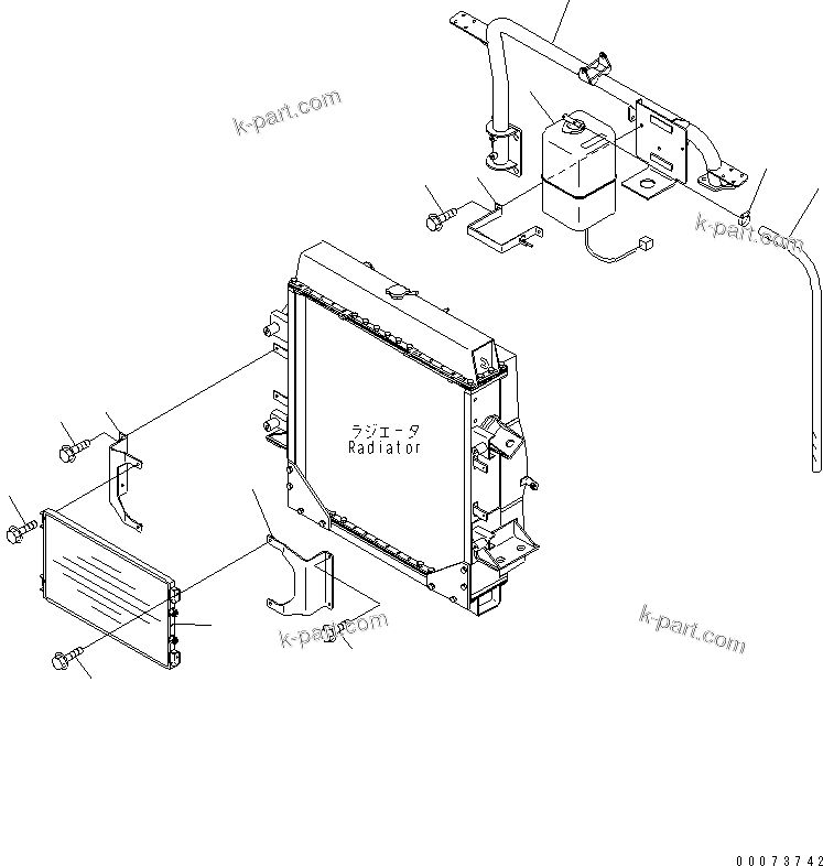 Komatsu parts book diagram for HM300-1L S/N A10001-UP: RADIATOR (RESERVE TANK)