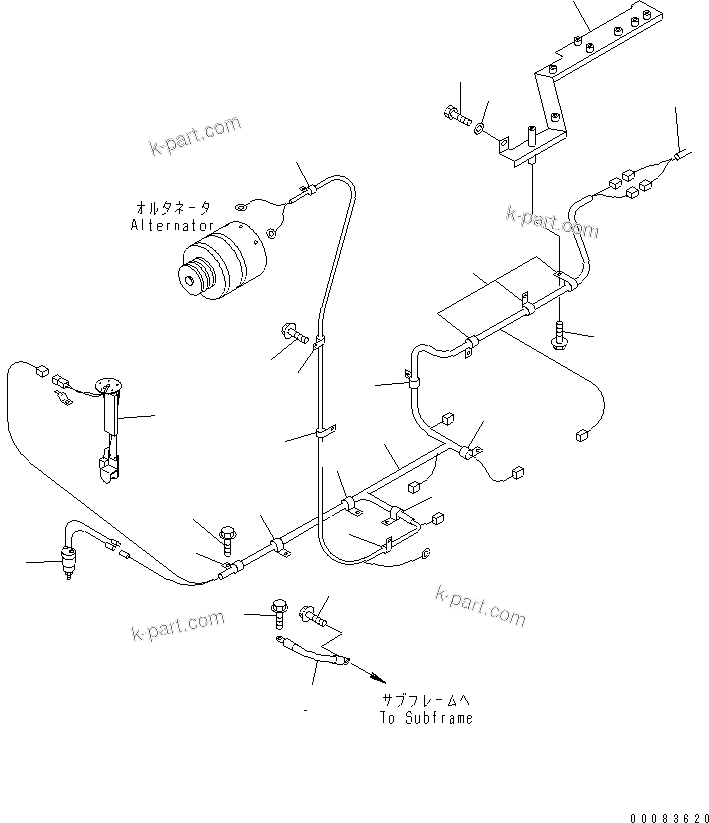 Komatsu parts book diagram for HM300-1L S/N A10001-UP: FRONT FRAME ELECTRICAL (HARNESS¤ R.H. SIDE)