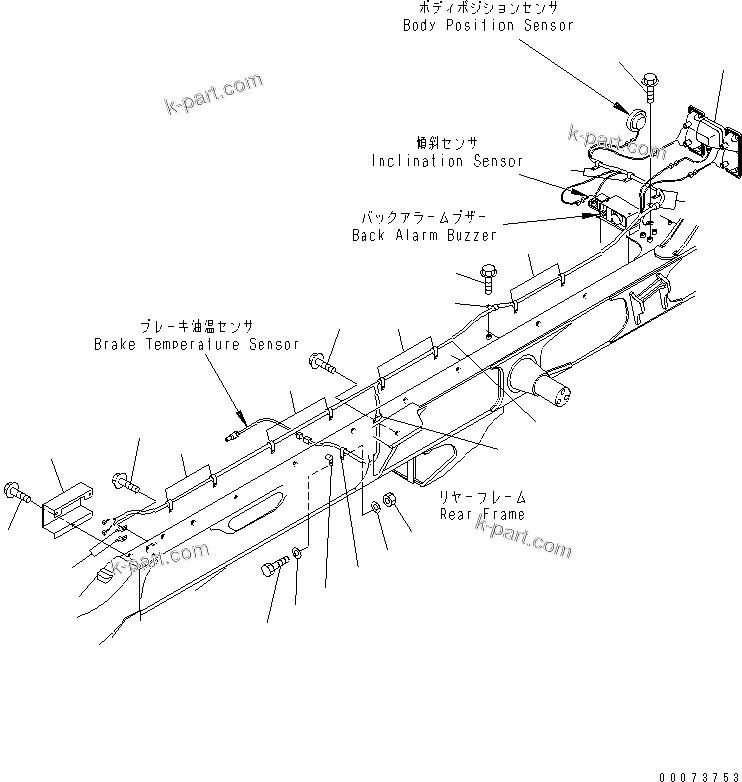 Komatsu parts book diagram for HM300-1L S/N A10001-UP: REAR FRAME HARNESS