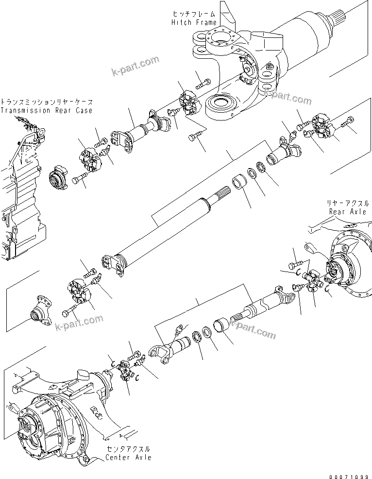 Komatsu parts book diagram for HM300-1L S/N A10001-UP: REAR DRIVE SHAFT