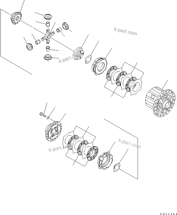 Komatsu parts book diagram for HM300-1L S/N A10001-UP: REAR AXLE (DIFFERENTIAL LOCK)