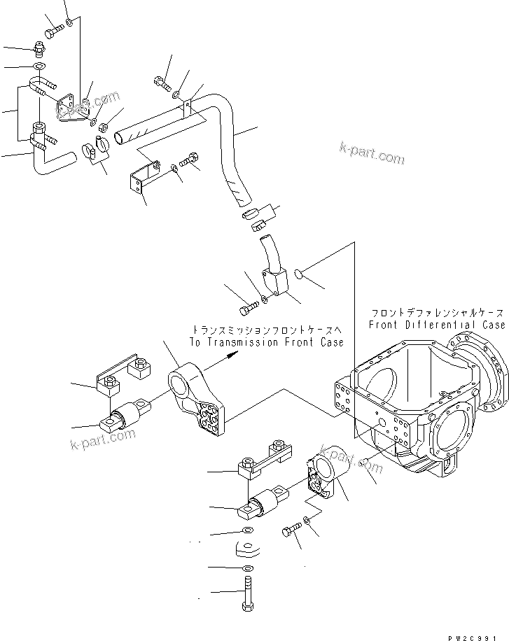 Komatsu parts book diagram for HM300-1L S/N A10001-UP: FRONT DIFFERENTIAL MOUNTING
