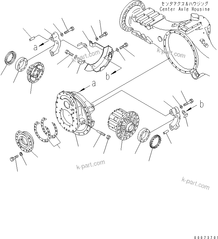 Komatsu parts book diagram for HM300-1L S/N A10001-UP: CENTER AXLE (CARRIER)