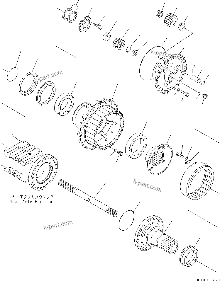 Komatsu parts book diagram for HM300-1L S/N A10001-UP: REAR AXLE (FINAL DRIVE)