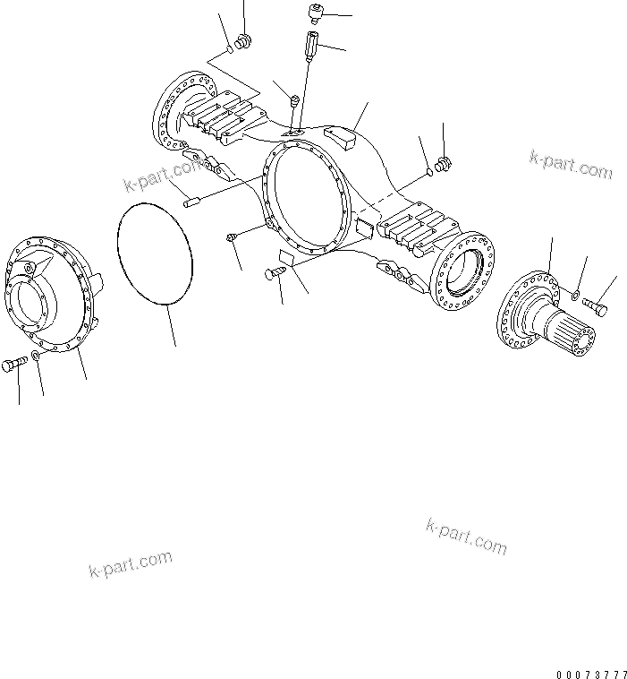Komatsu parts book diagram for HM300-1L S/N A10001-UP: REAR AXLE (HOUSING AND RELATED PARTS)