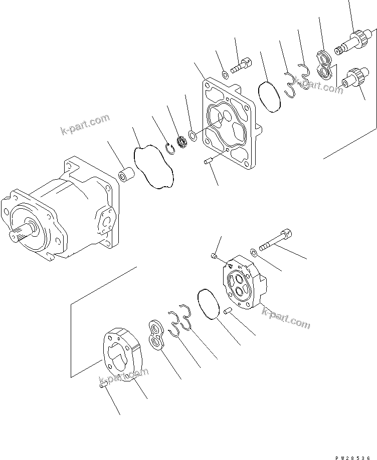 Komatsu parts book diagram for HM300-1L S/N A10001-UP: HYDRAULIC GEAR PUMP (SAR80+18) (2/2)