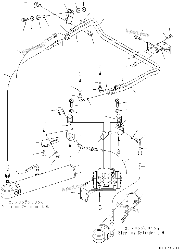 Komatsu parts book diagram for HM300-1L S/N A10001-UP: HYDRAULIC PIPING (STEERING CYLINDER LINE¤ 2/2)