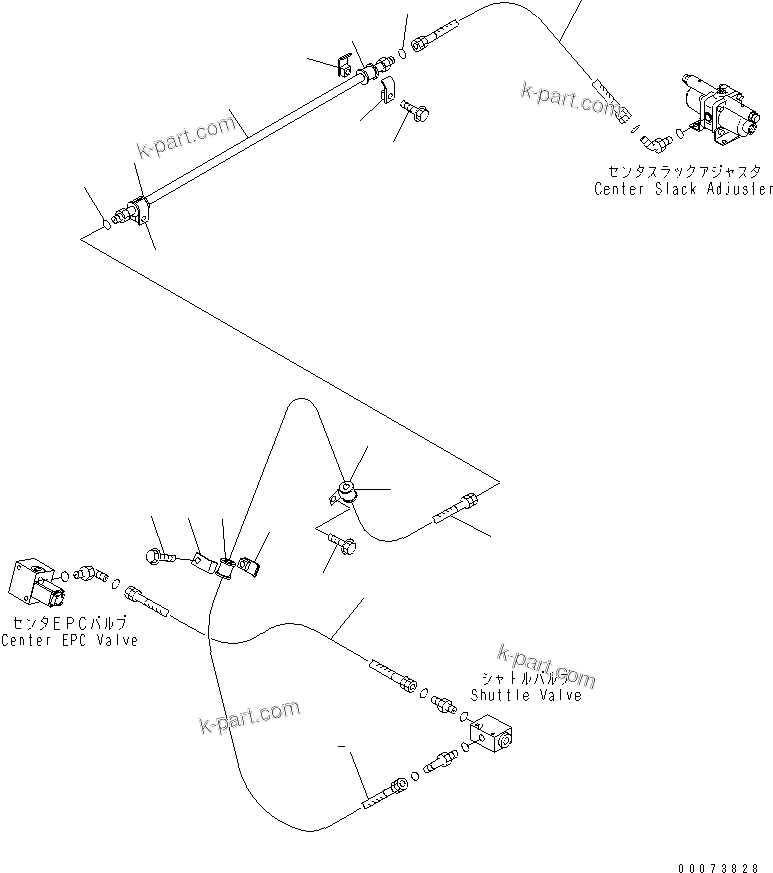 Komatsu parts book diagram for HM300-1L S/N A10001-UP: BRAKE PIPING (PROPORTIONAL VALVE TO CENTER AXLE)